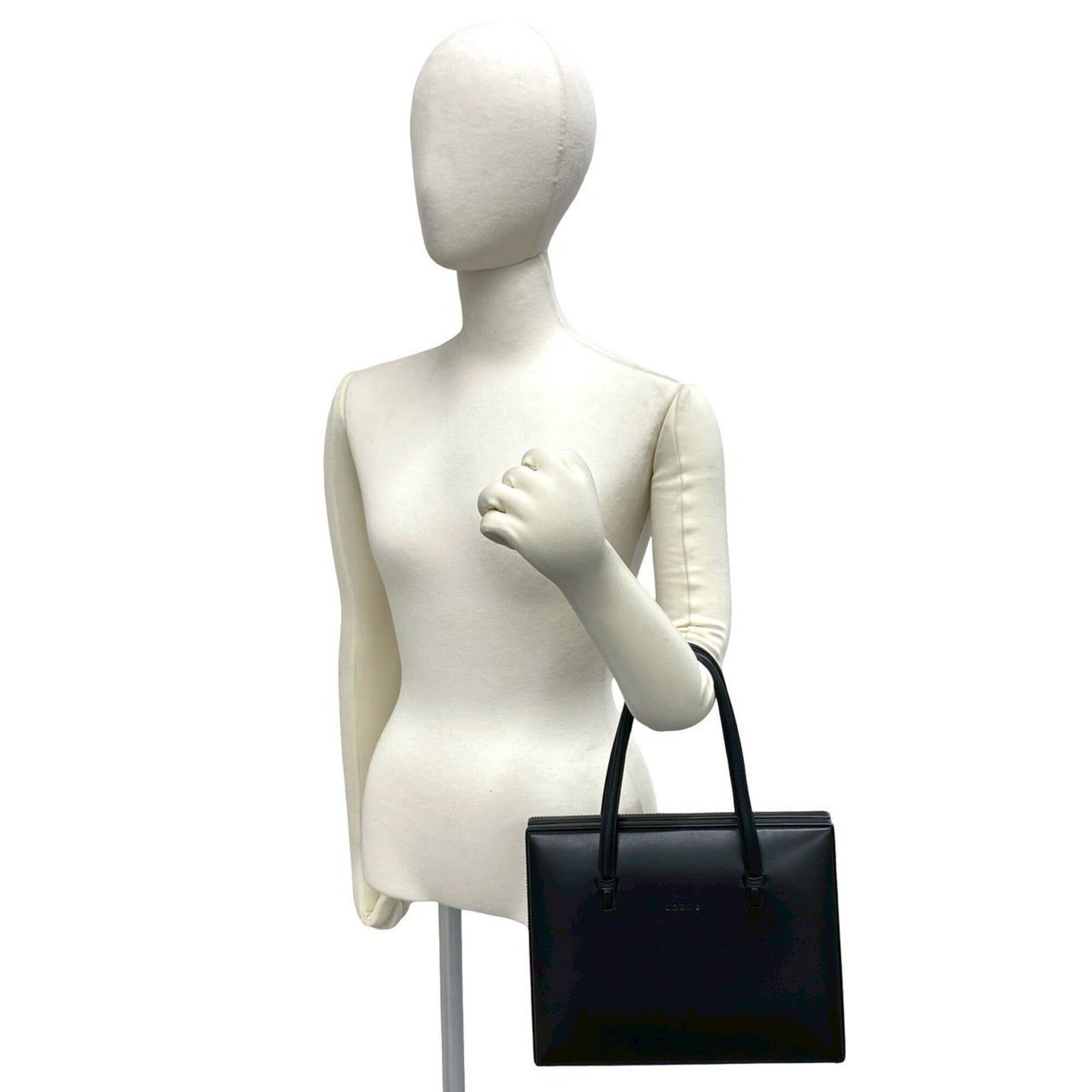 Loewe Black Leather Boston Bag Handbag Tote Bag (Pre-Owned)