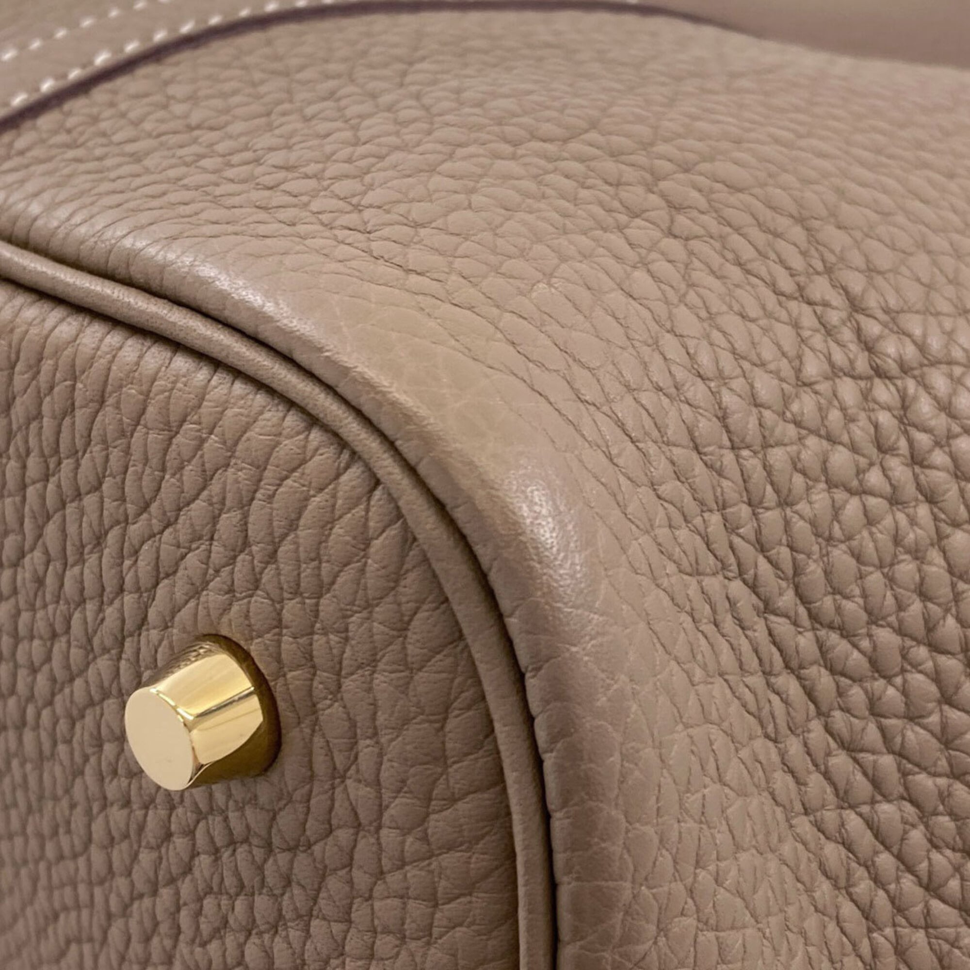 Hermes Grayish Taurillon Clemence Leather Handbag (Pre-Owned)