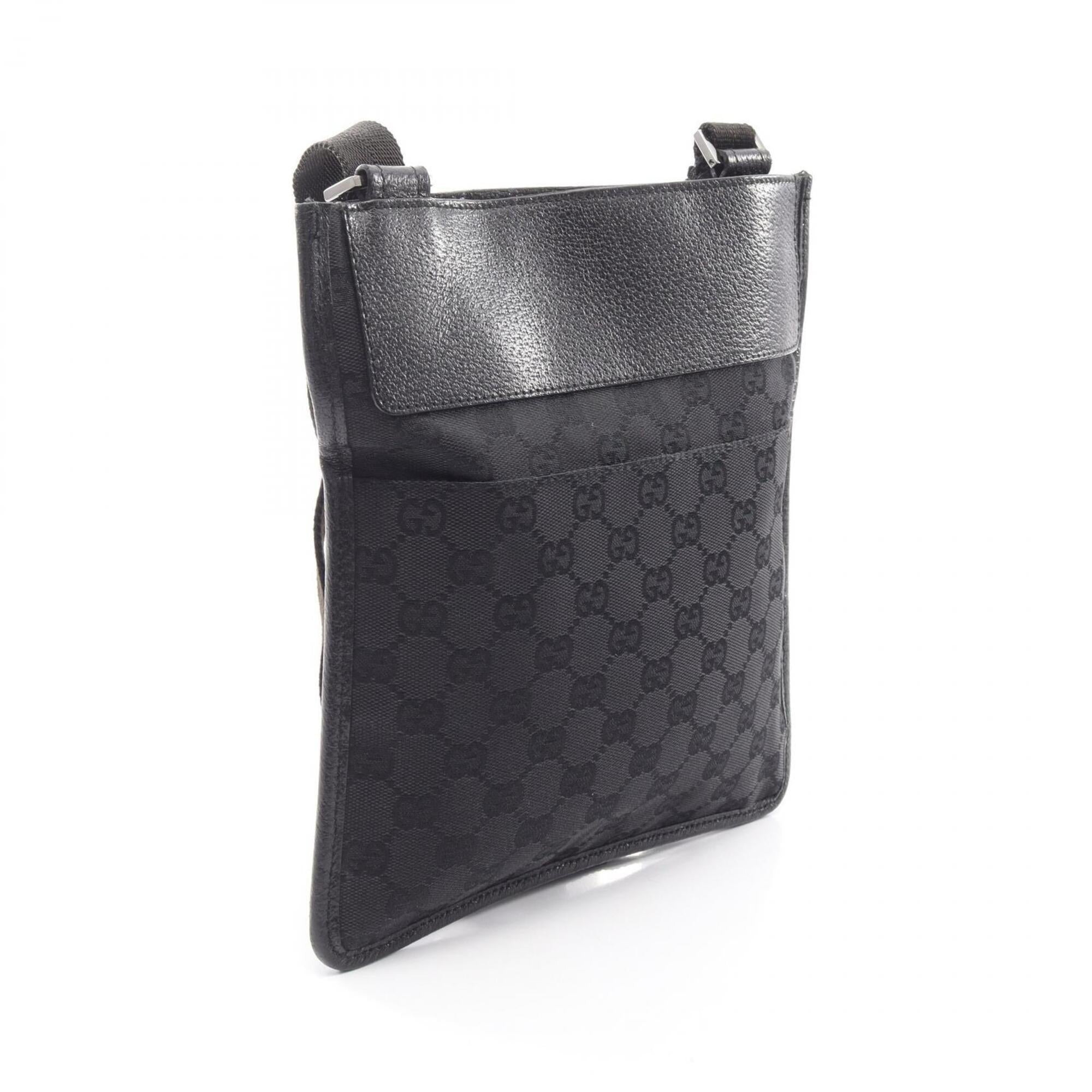 Gucci Black Gg Canvas Leather Handbag Shoulder Bag (Pre-Owned)