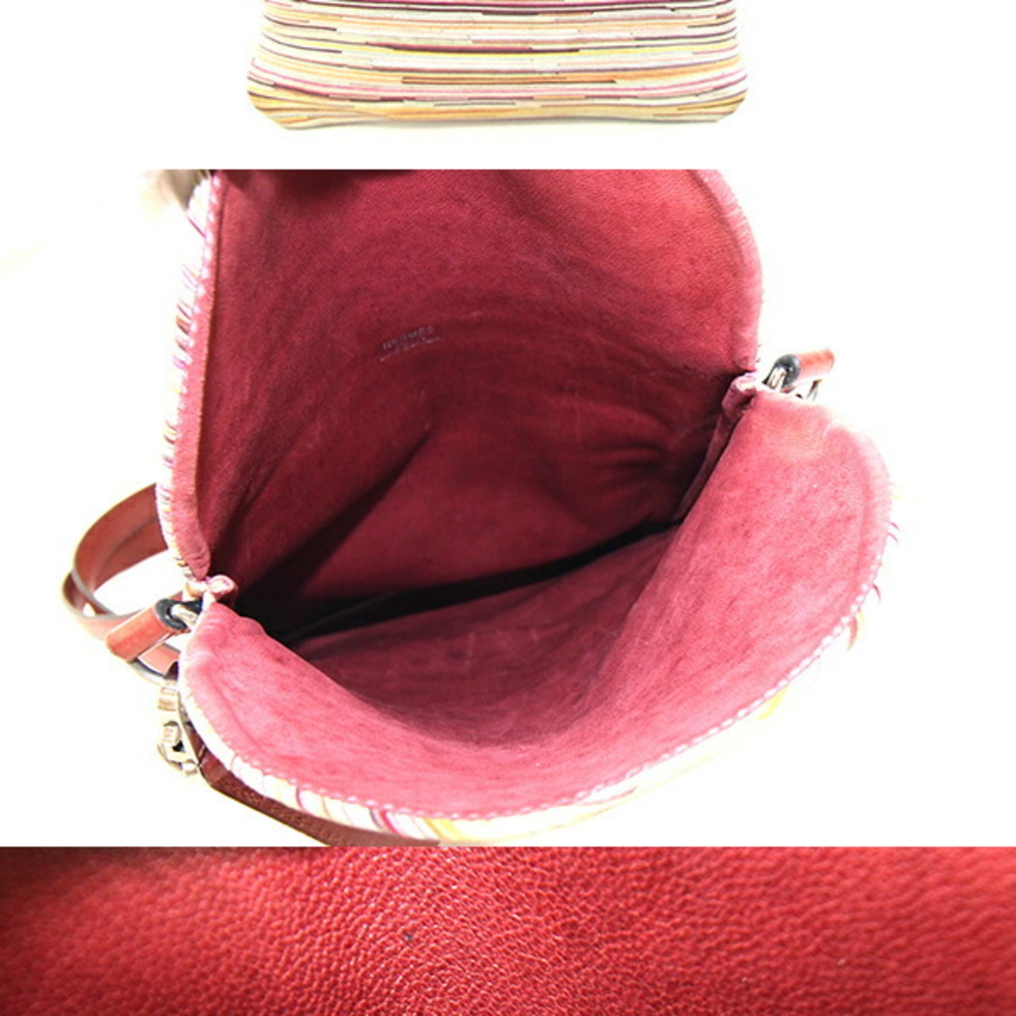 Hermes Rouge H Vibrato Leather Pochette Shoulder Bag (Pre-Owned)