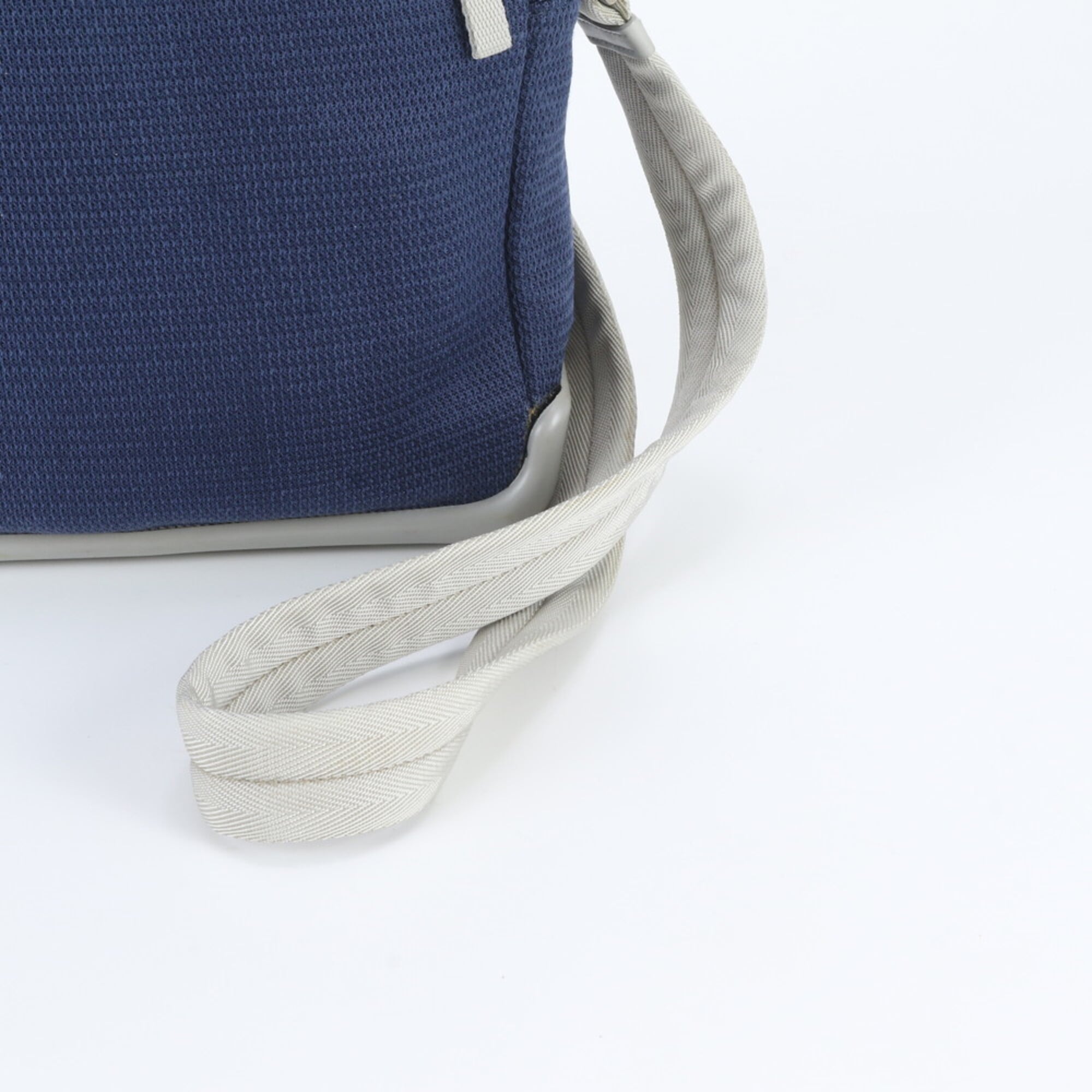 Pradasports Gray Navy Leather Nylon Messenger Bag Shoulder Bag (Pre-Owned)