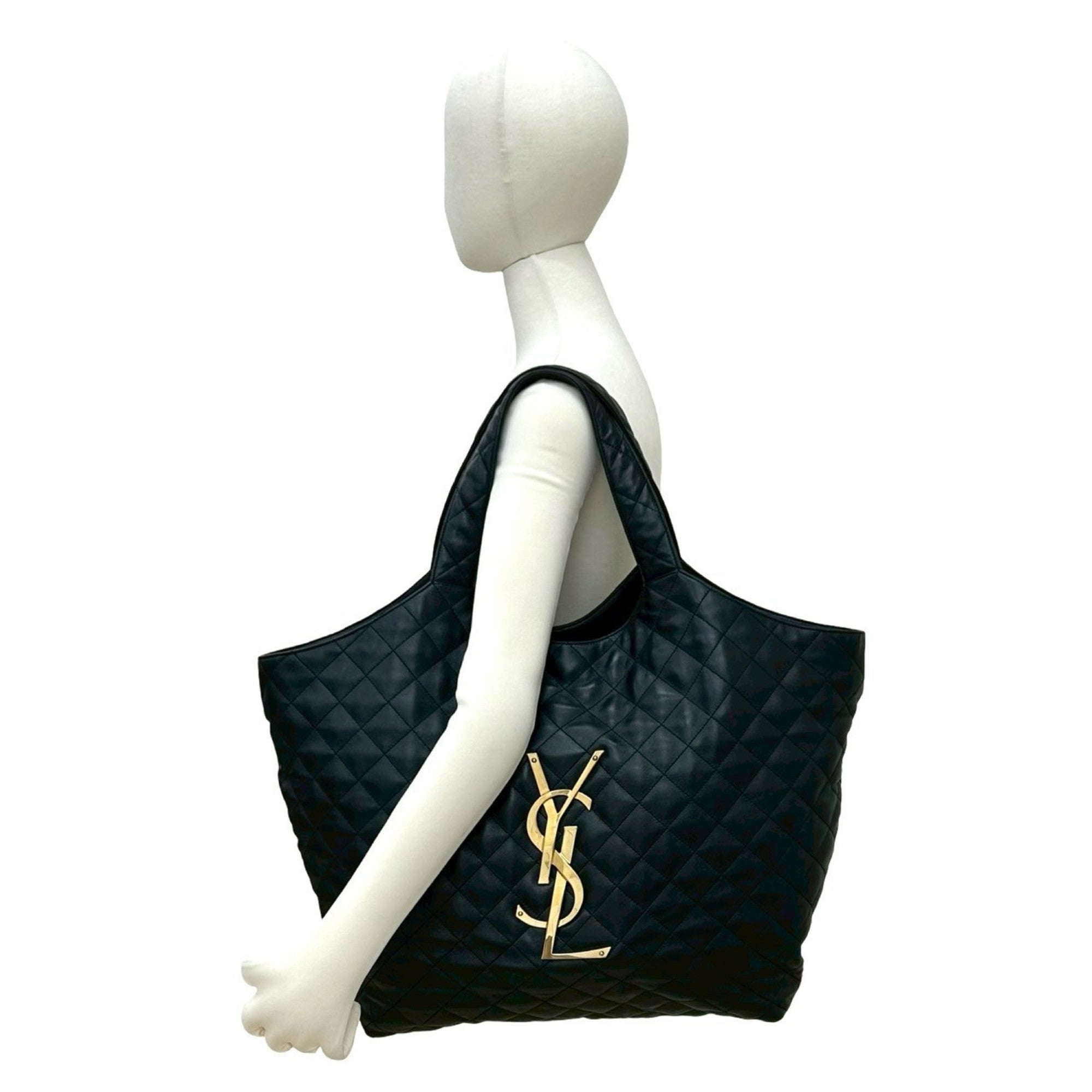 Saint Laurent Black Leather Pouch Tote Bag (Pre-Owned)