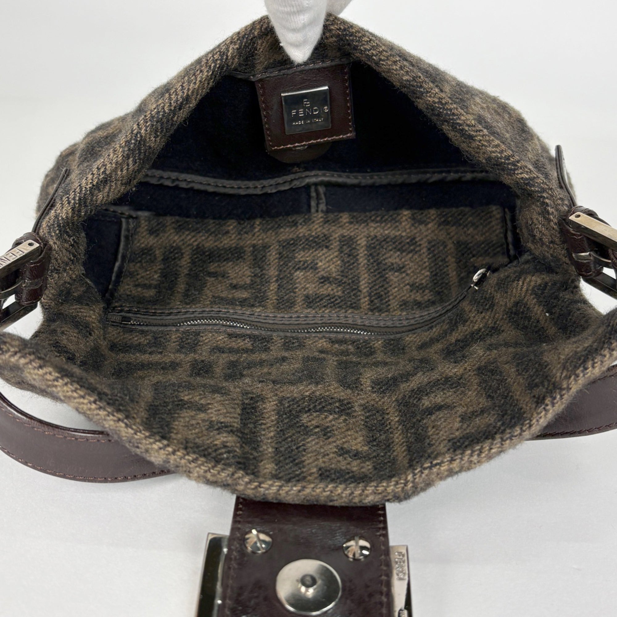 Fendi Brown Leather Fabric Handbag (Pre-Owned)
