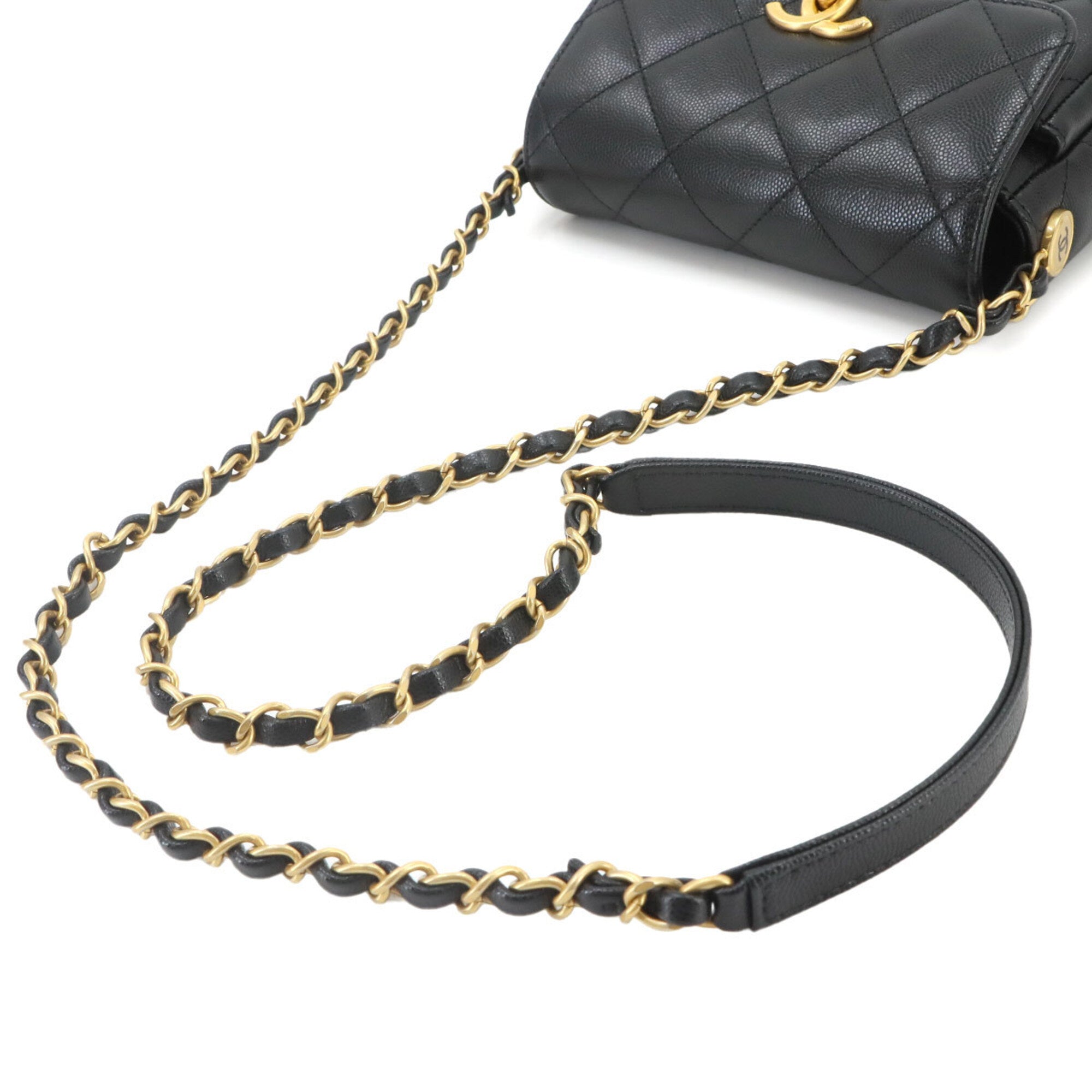 Chanel Matelasse Black Grained Calfskin Handbag Shoulder Bag (Pre-Owned)