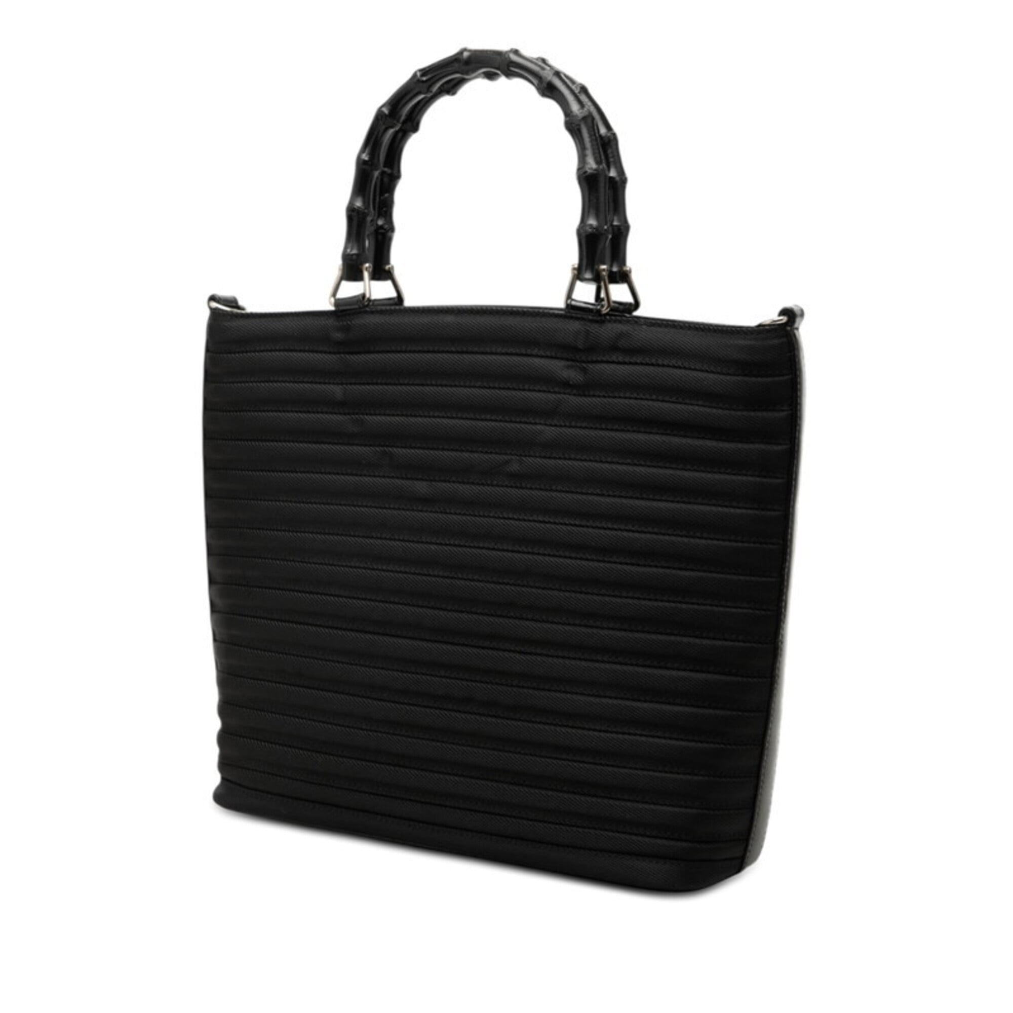 Gucci Black Nylon Leather Shoulder Bag Tote Bag (Pre-Owned)