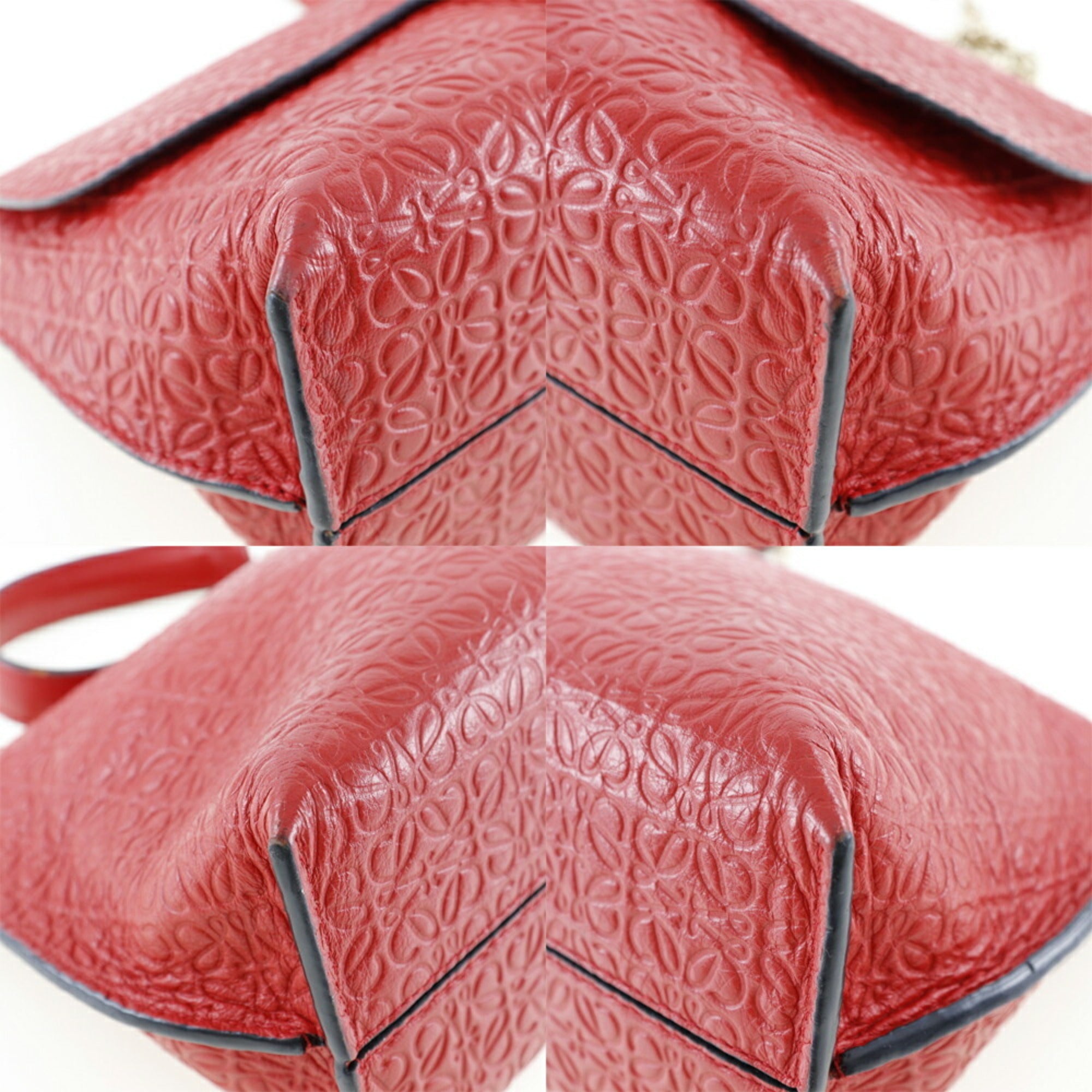 Loewe Avenue Red Color Leather Shoulder Bag (Pre-Owned)