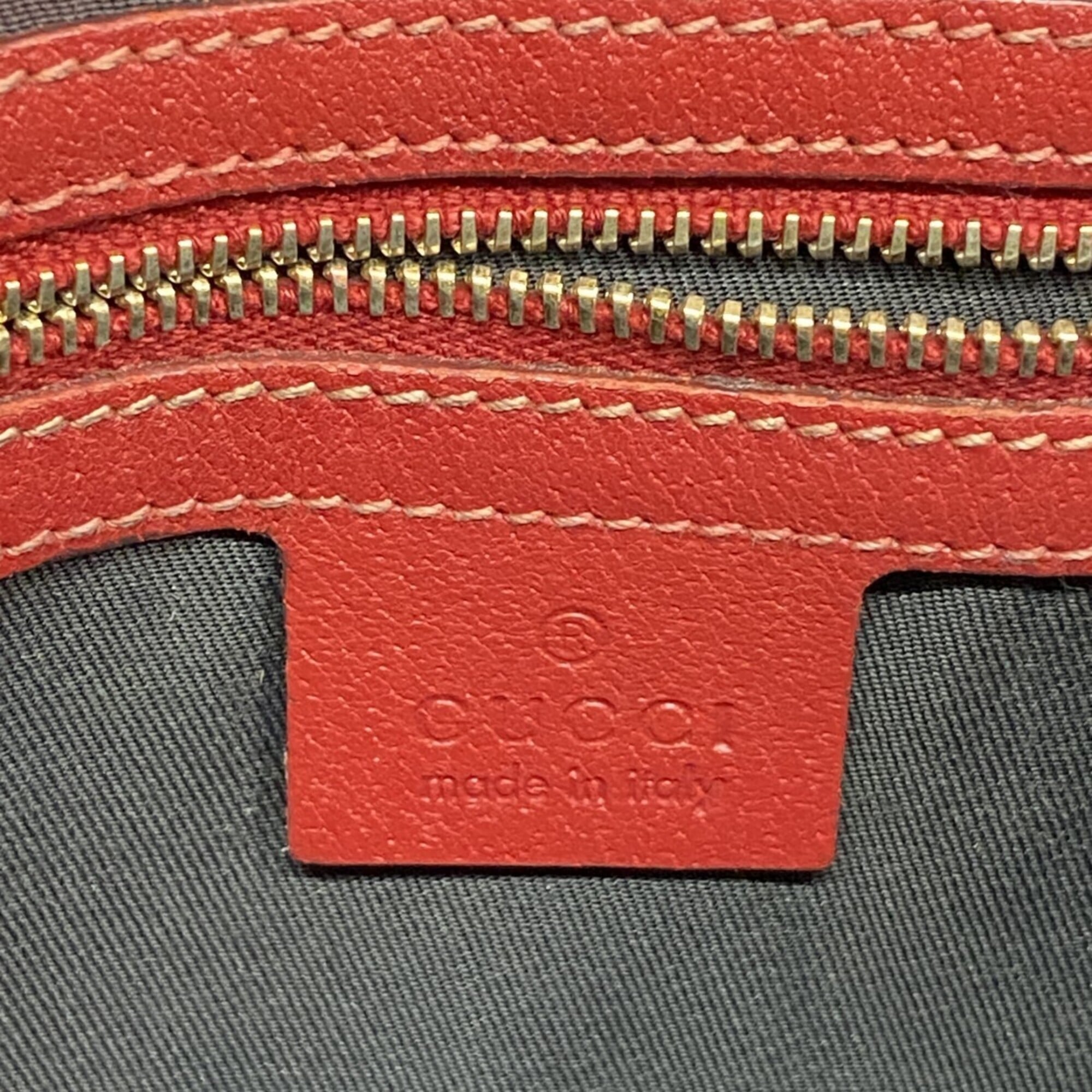 Gucci Navy Red Color Canvas Shoulder Bag (Pre-Owned)
