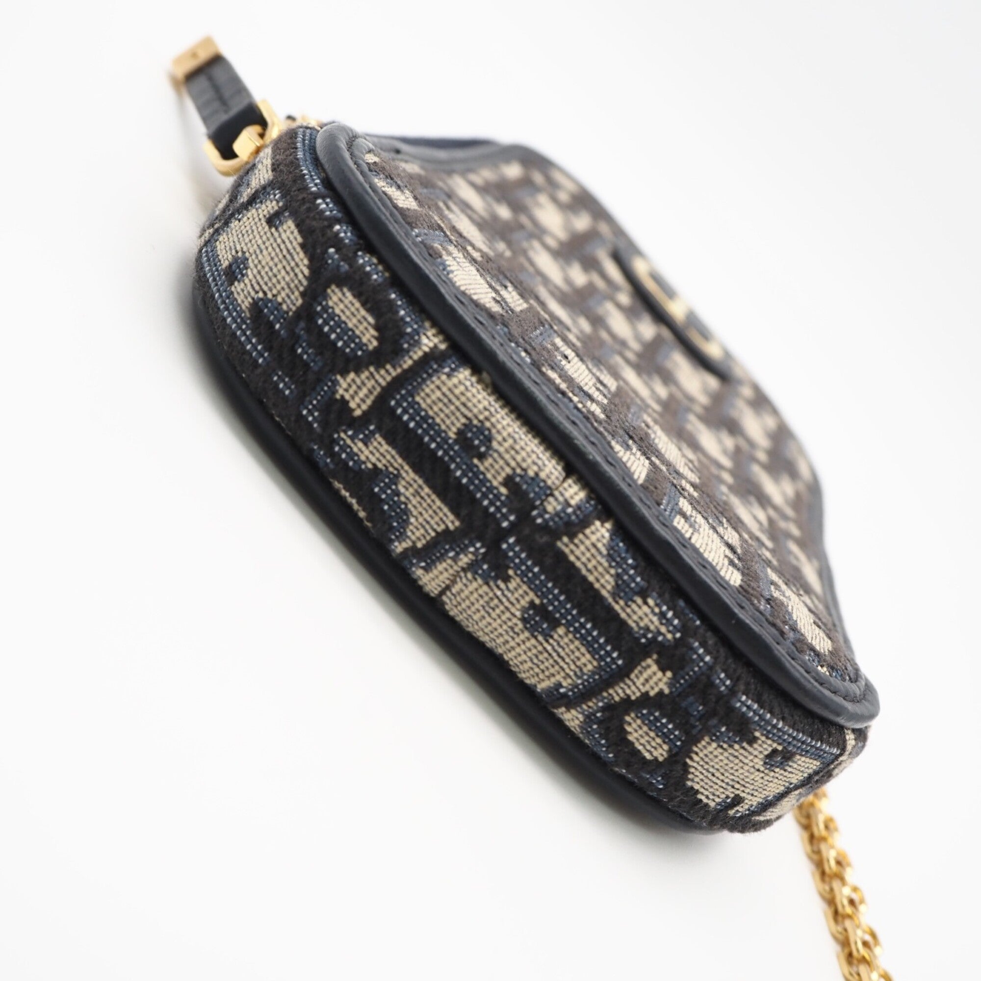 Christian Dior Beige Navy Canvas Leather Shoulder Bag (Pre-Owned)