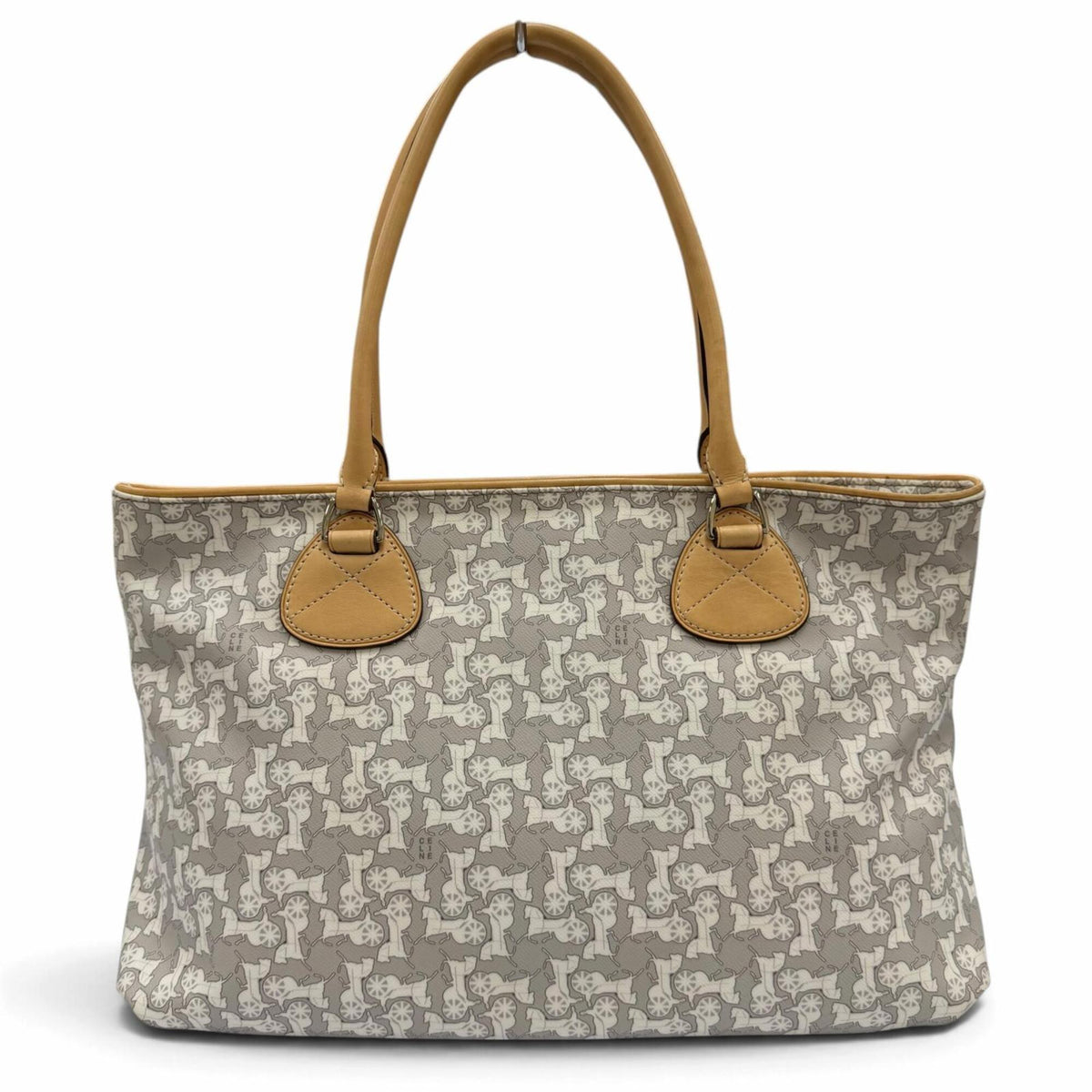 Celine Brown Light Gray Leather Tote Bag (Pre-Owned)