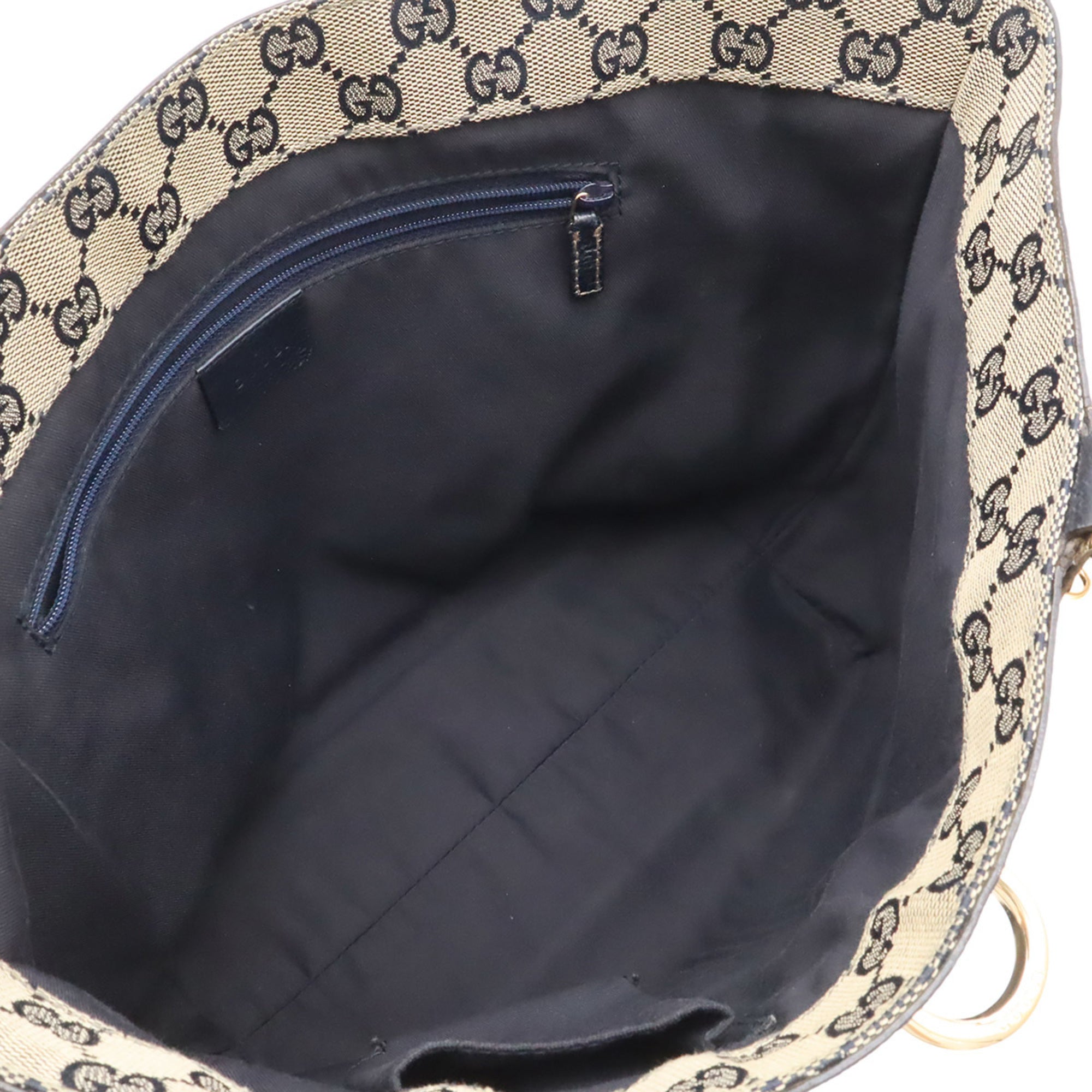 Gucci Navy Yellow Gg Canvas Handbag Tote Bag (Pre-Owned)