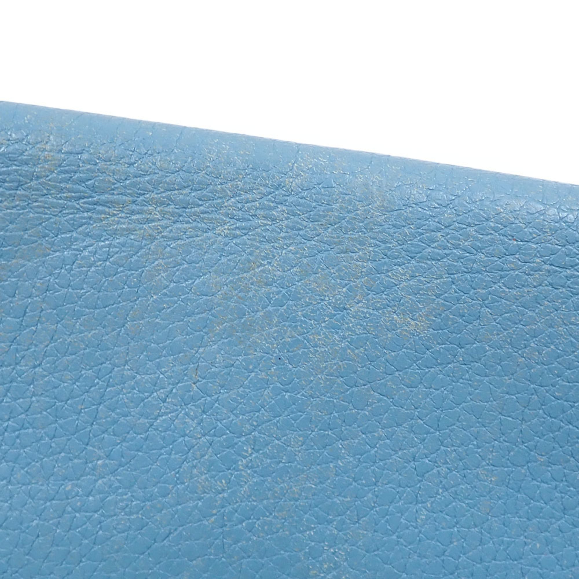 Hermes Dogon Duo Blue Taurillon Clemence Leather Long Wallet (Bi-Fold) (Pre-Owned)