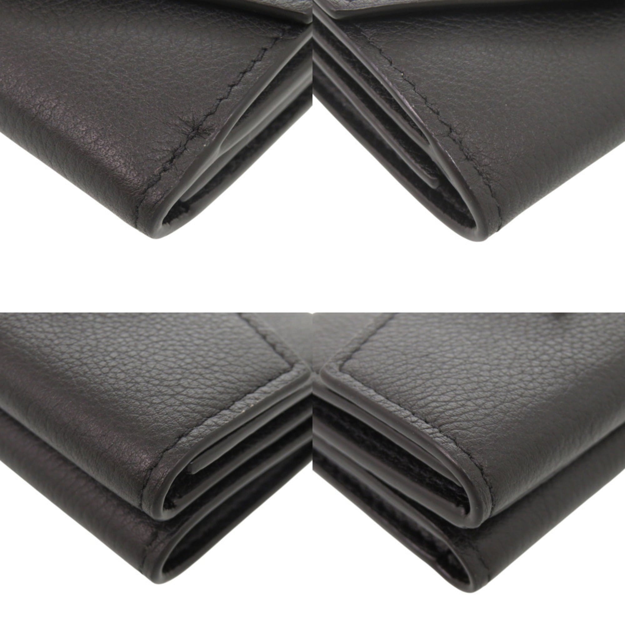 Louis Vuitton Noir Leather Wallet (Tri-Fold) (Pre-Owned)