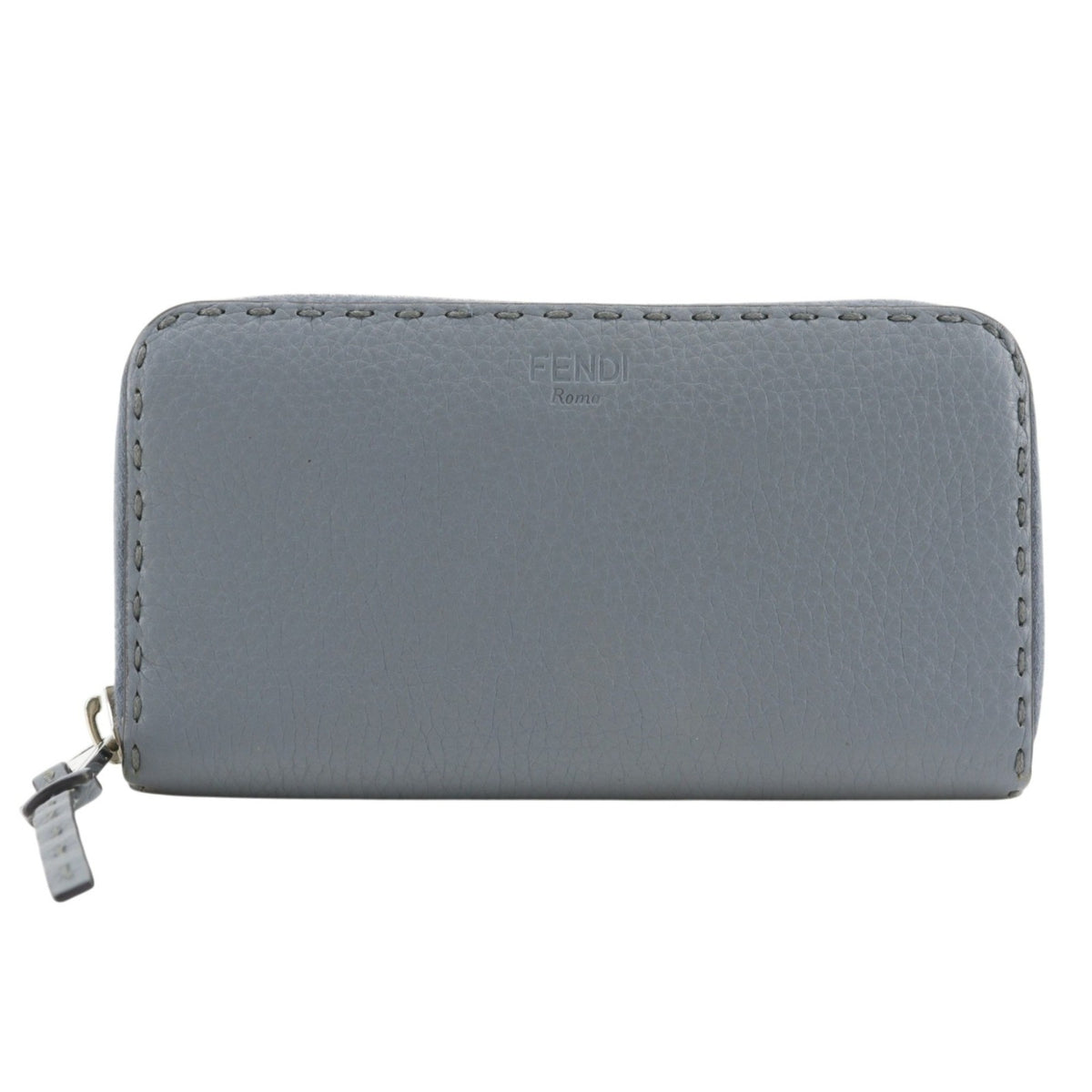 Fendi Selleria Light Blue Leather Long Wallet (Bi-Fold) (Pre-Owned)