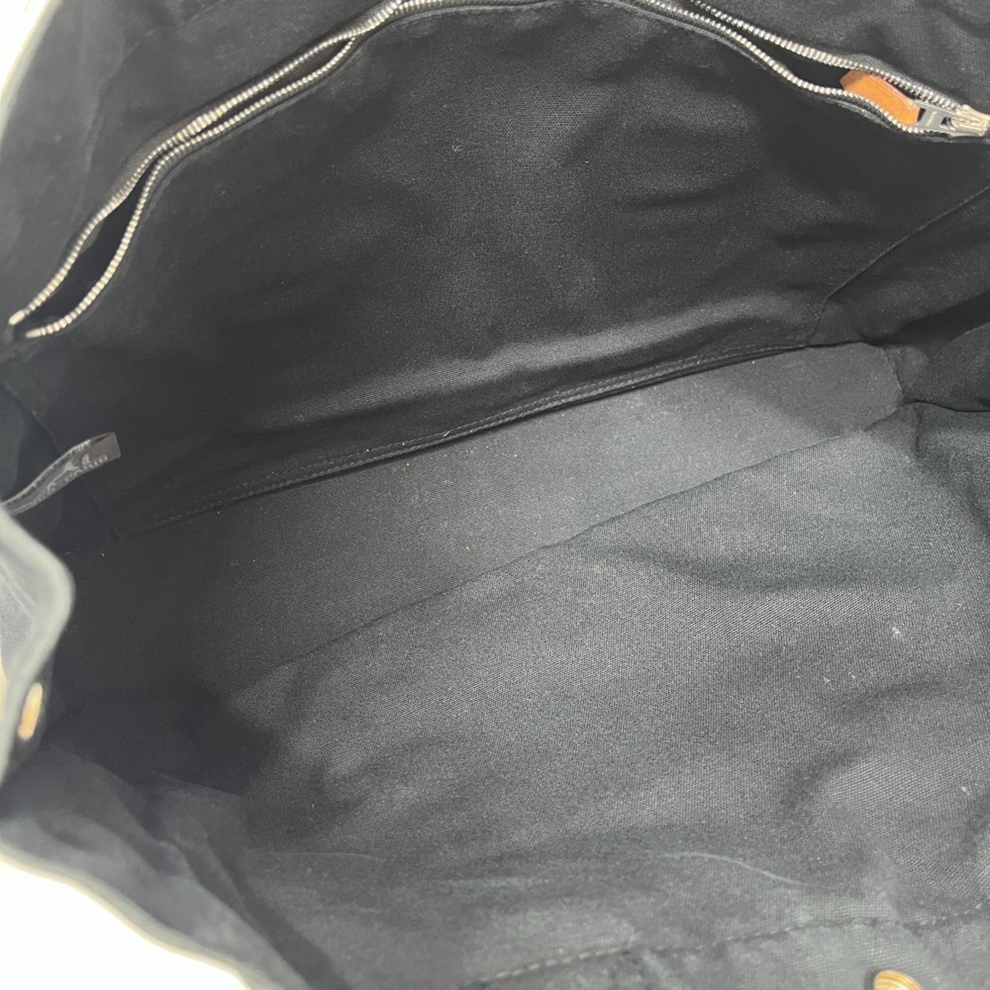 Hermes Black Canvas Handbag Tote Bag (Pre-Owned)