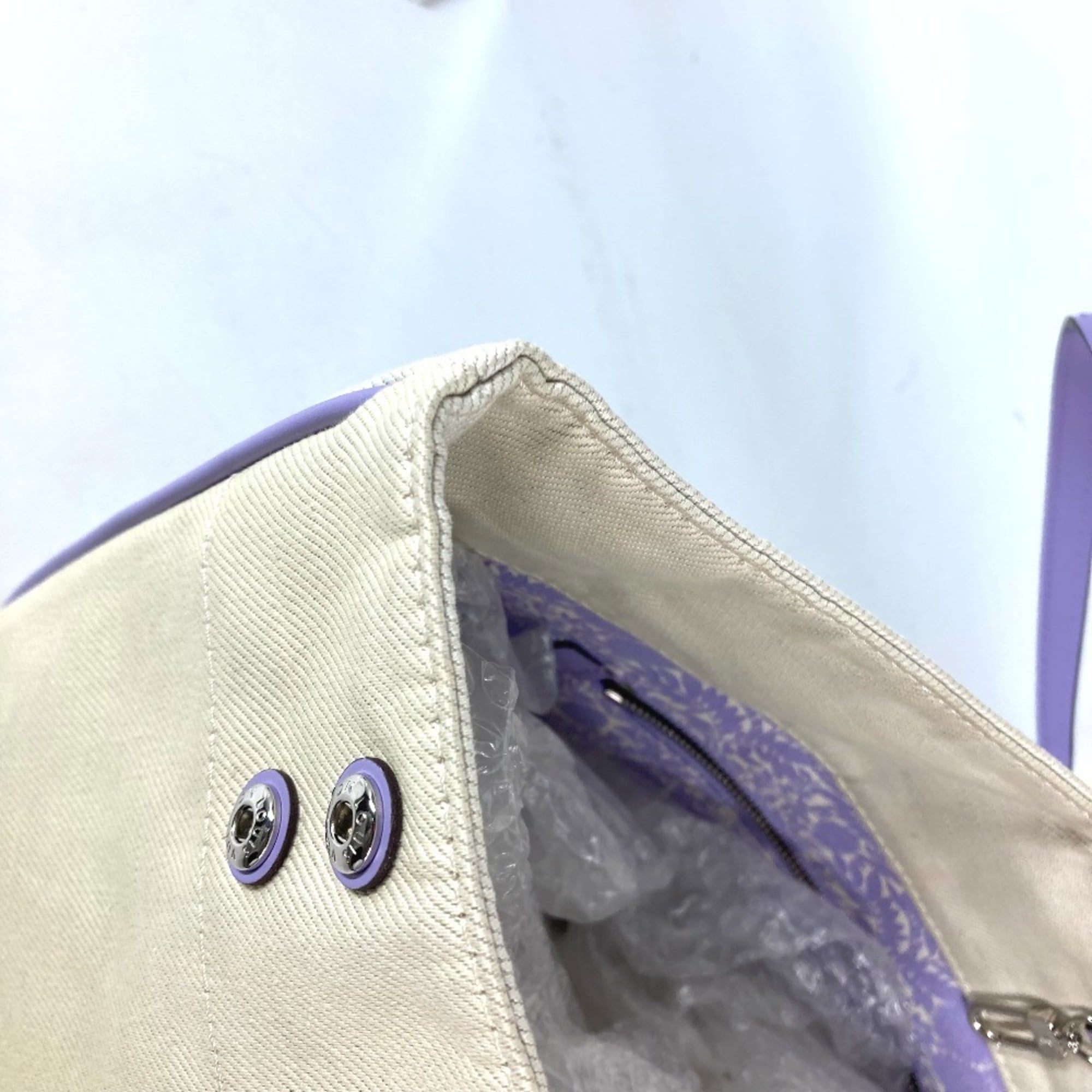 Louis Vuitton Beige Lilac Purple Leather Canvas Shoulder Bag (Pre-Owned)
