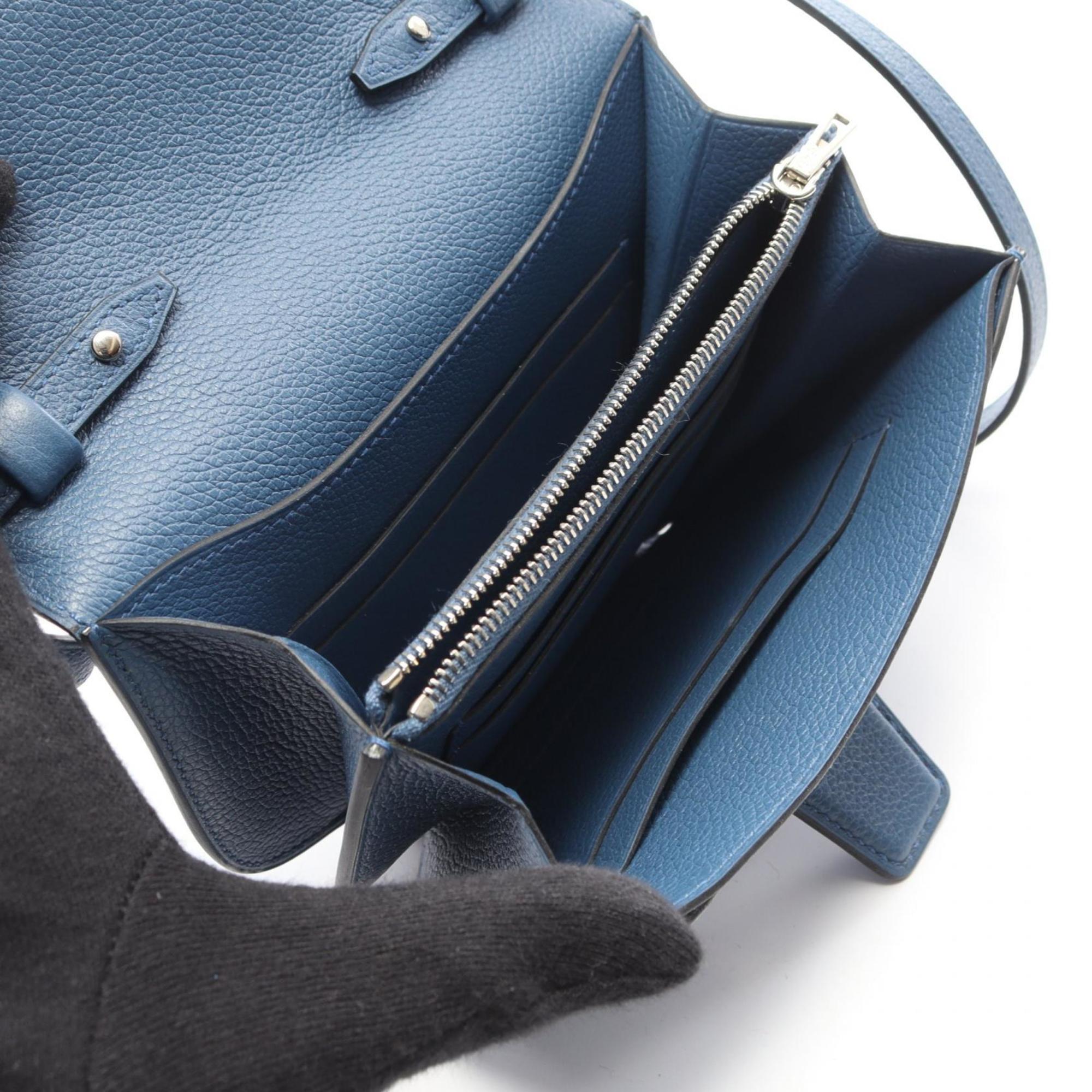 Hermes Blue Leather Handbag Shoulder Bag (Pre-Owned)