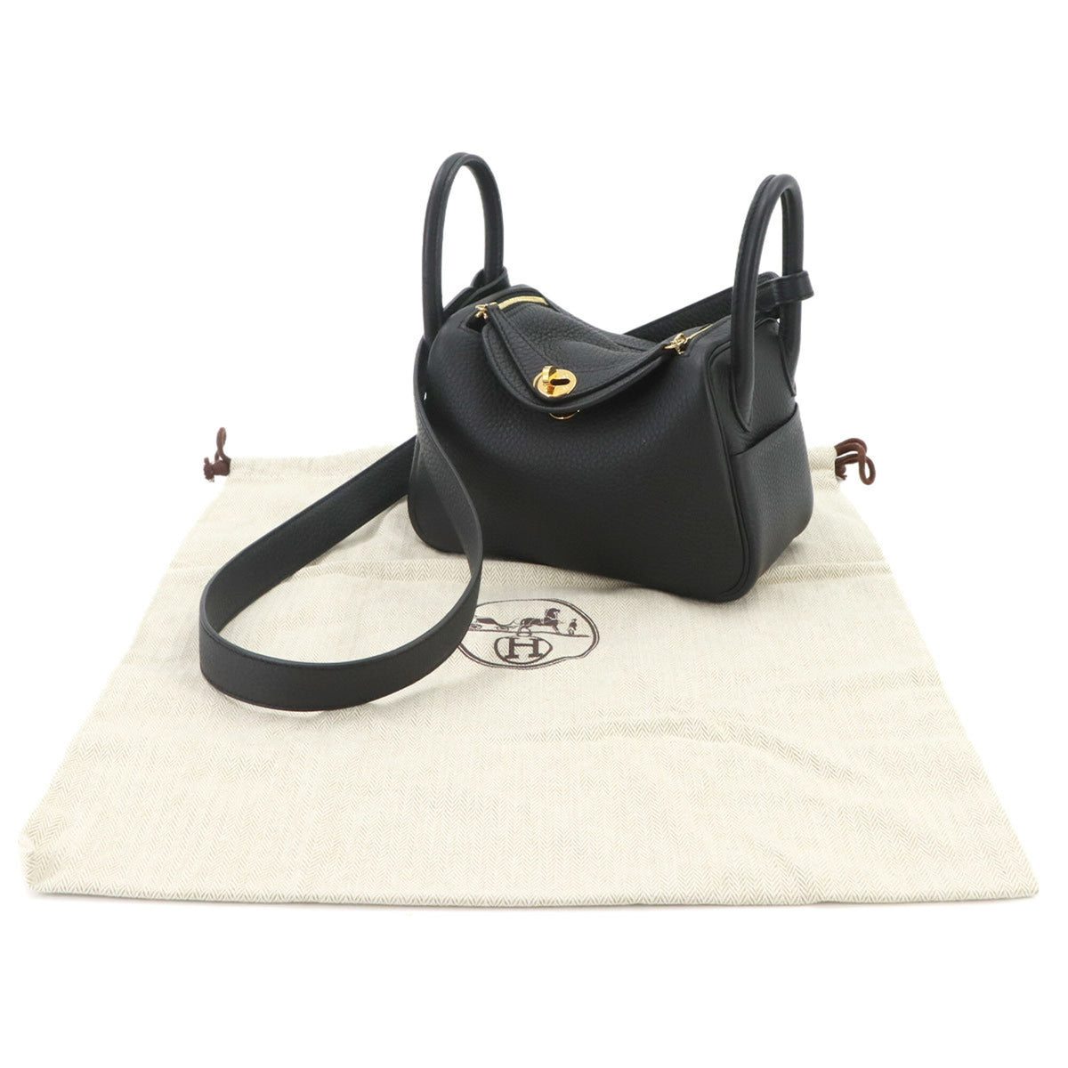 Hermes Black Taurillon Clemence Leather Handbag (Pre-Owned)