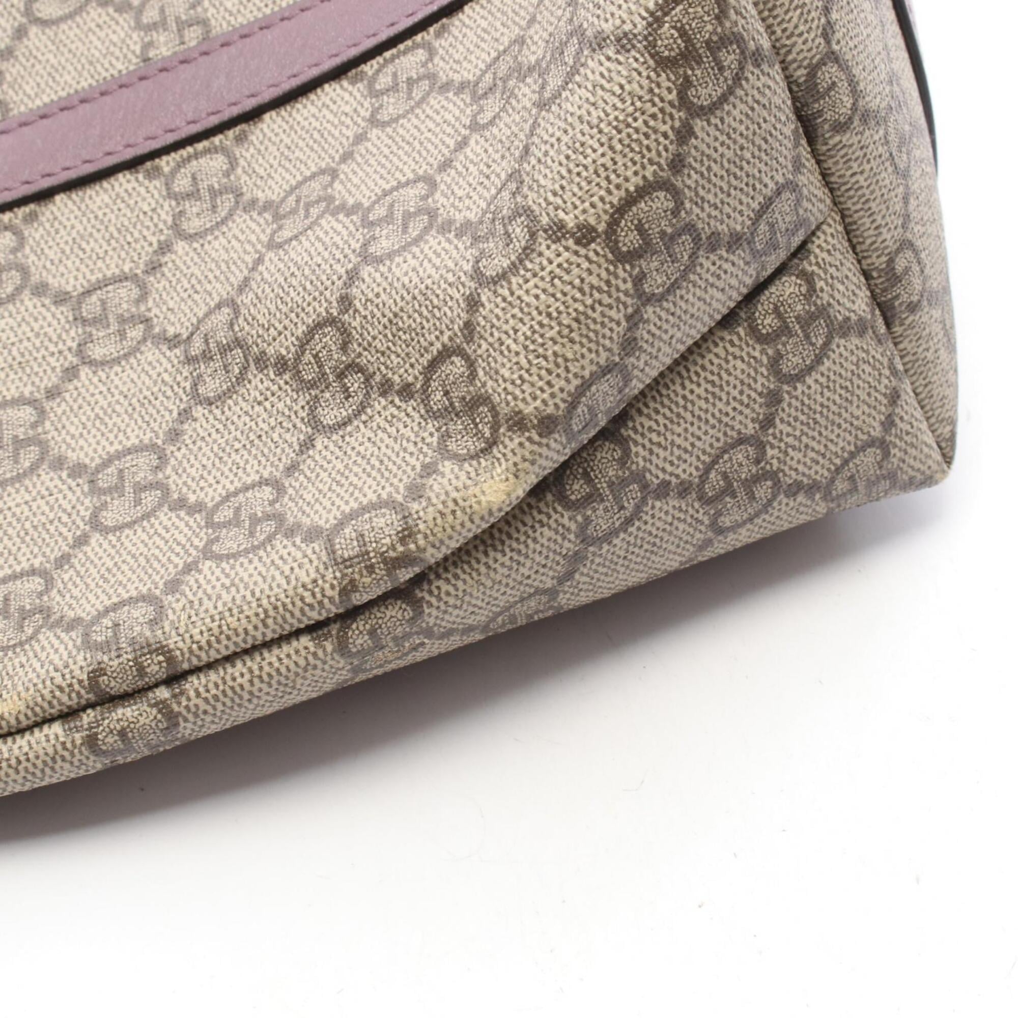 Gucci Beige Purple Gg Supreme Handbag Tote Bag (Pre-Owned)