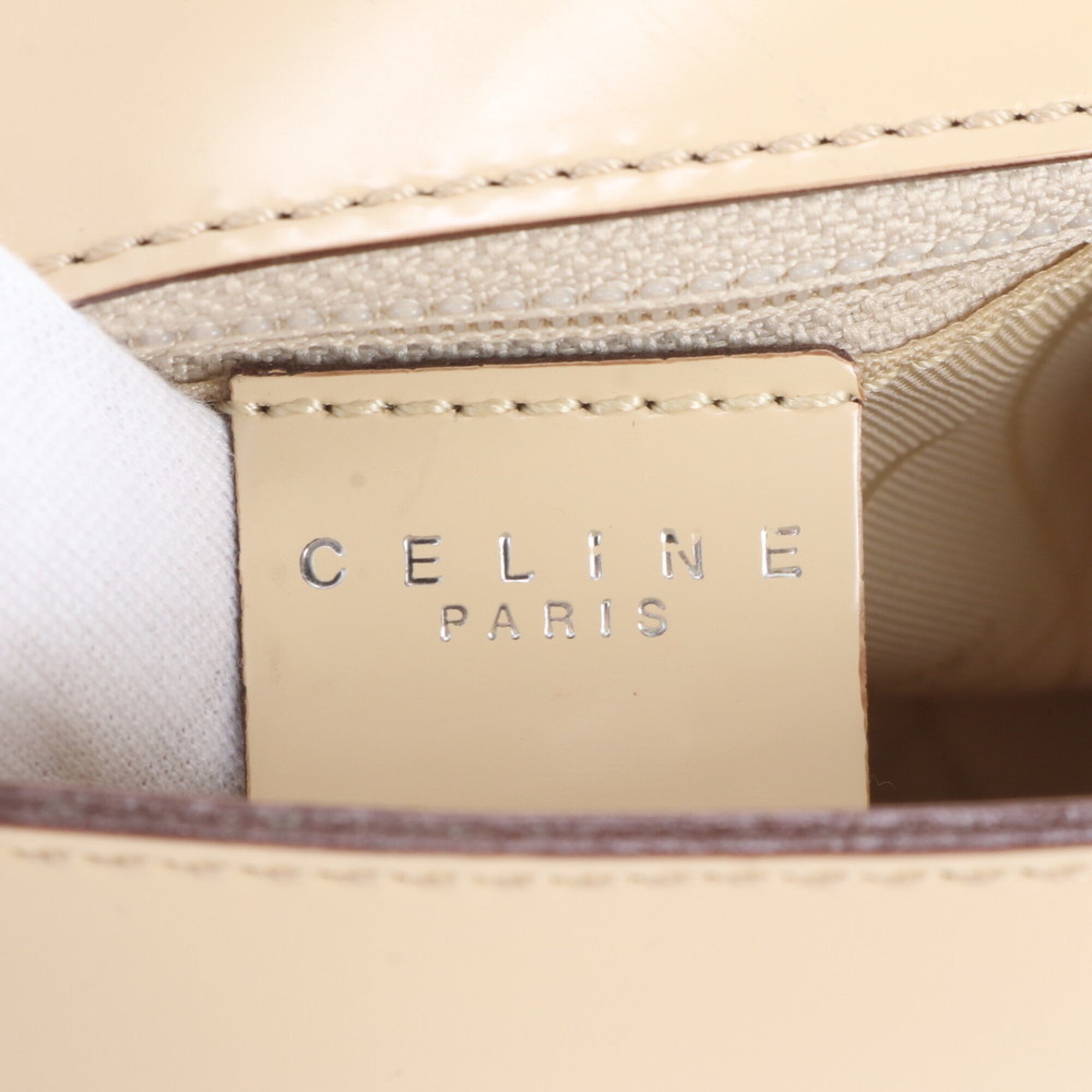 Celine Beige Leather Canvas Crossbody Bag Handbag Shoulder Bag Tote Bag (Pre-Owned)