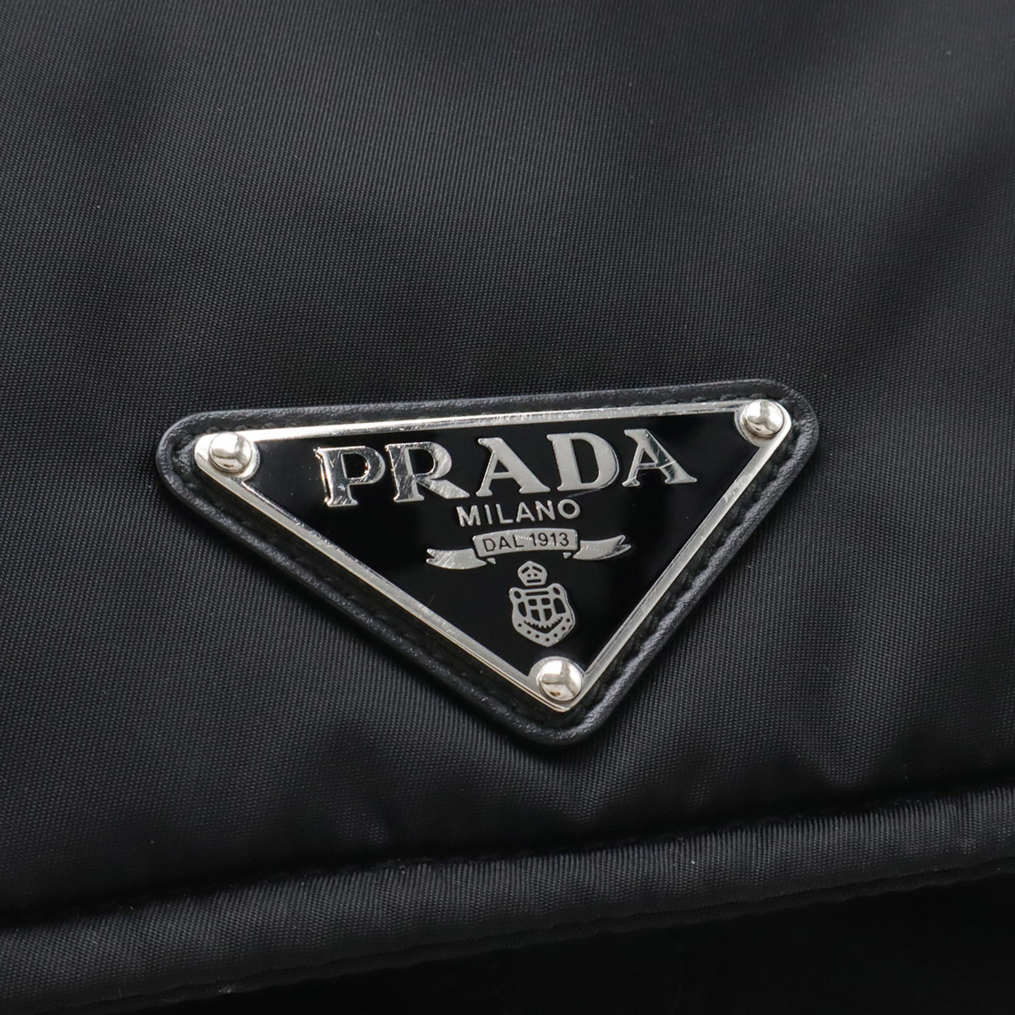 Prada Black Nero Nylon Leather Handbag Shoulder Bag (Pre-Owned)