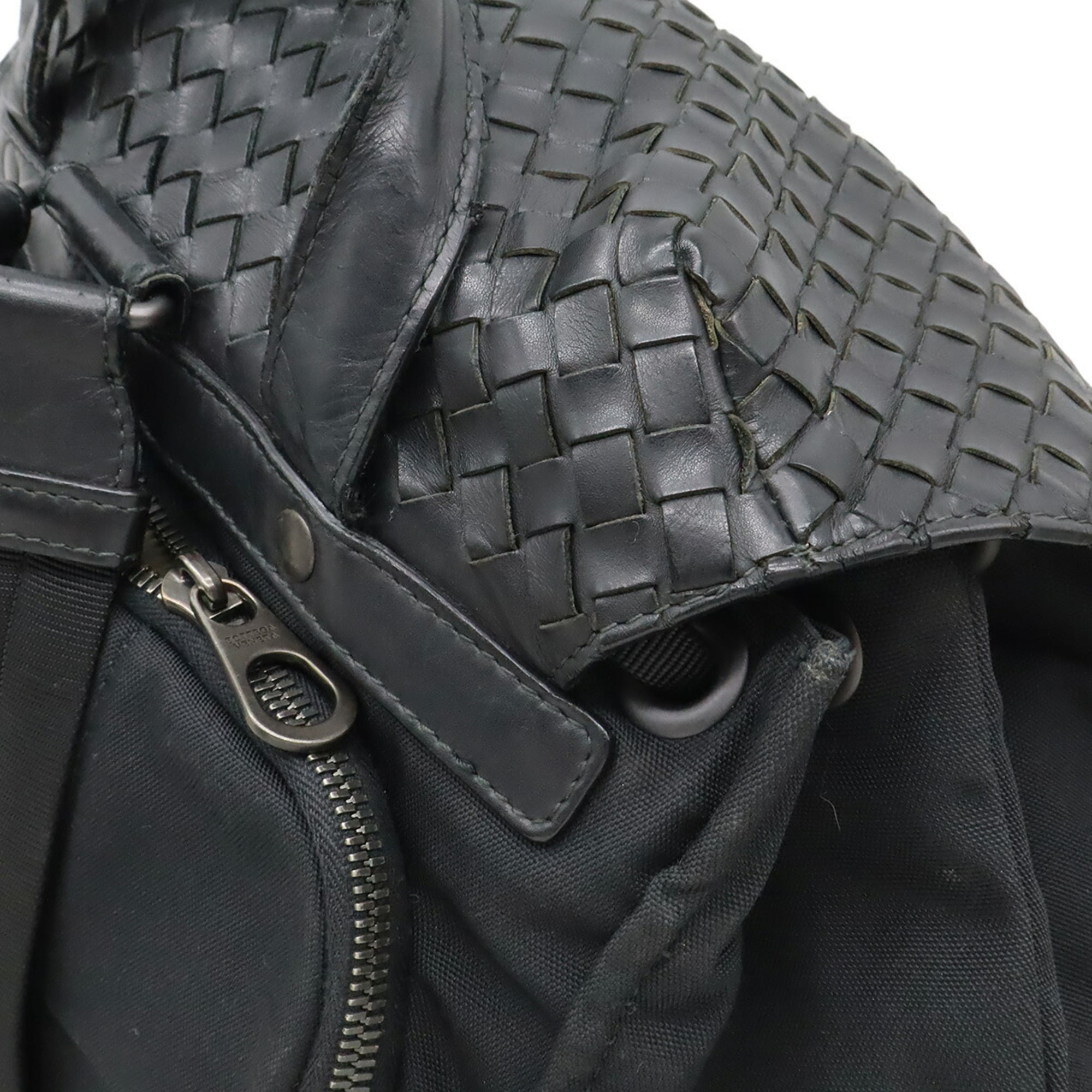 Bottega Veneta Black Nylon Leather Backpack (Pre-Owned)