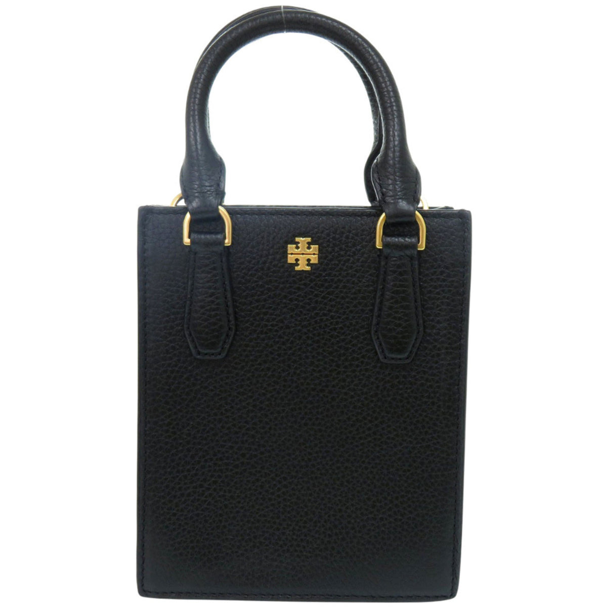 Tory Burch Black Sand Leather Handbag Shoulder Bag (Pre-Owned)