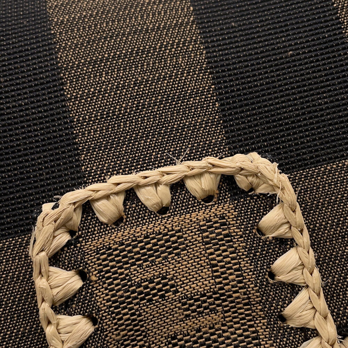 Fendi Beige Brown Raffia Canvas Handbag (Pre-Owned)