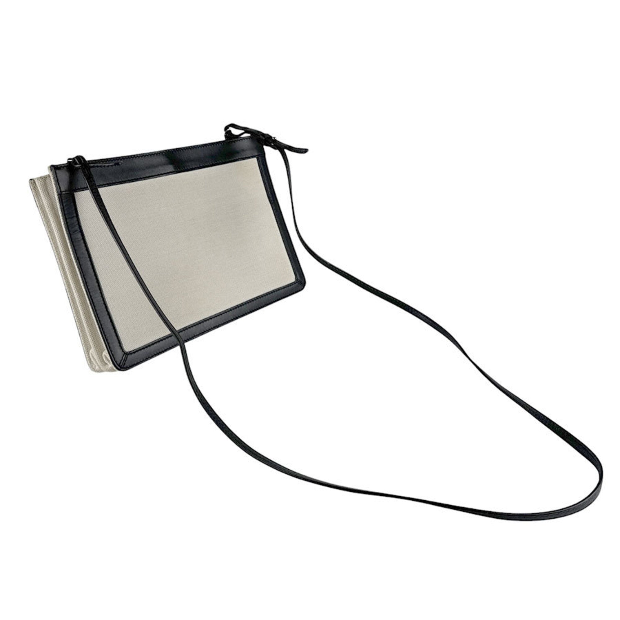 Balenciaga Black Ivory Canvas Leather Shoulder Bag (Pre-Owned)