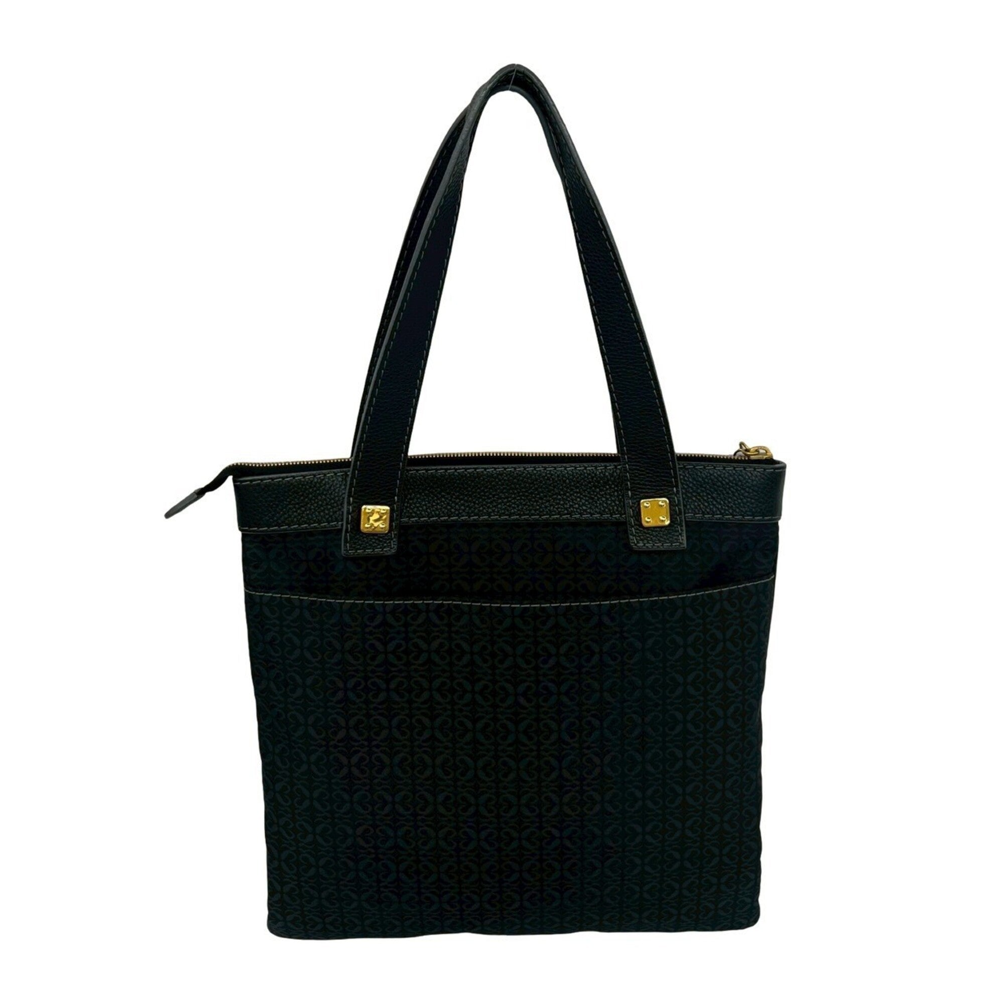 Loewe Black Canvas Leather Handbag Tote Bag (Pre-Owned)
