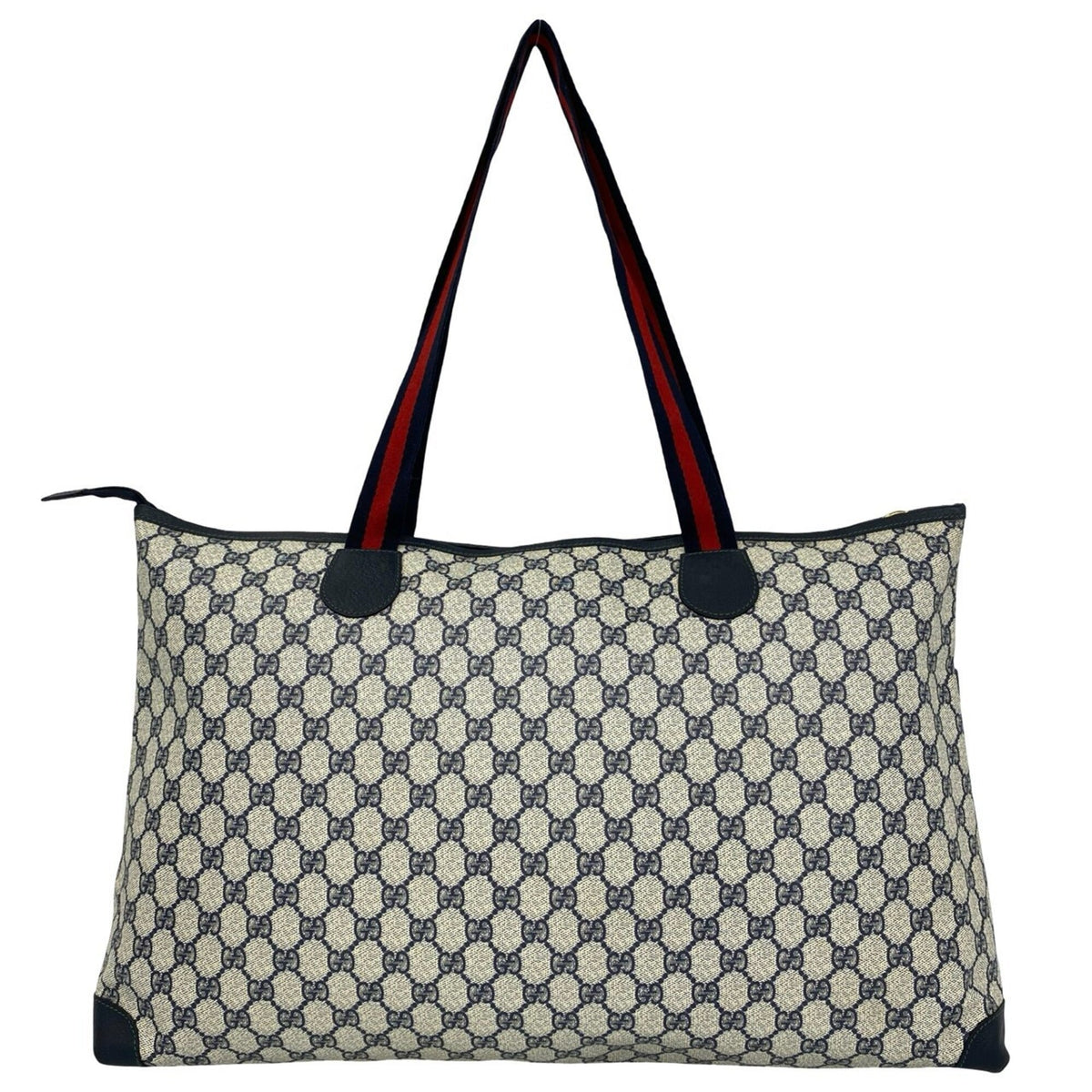 Gucci Navy Red Color Leather Pvc Handbag Tote Bag (Pre-Owned)