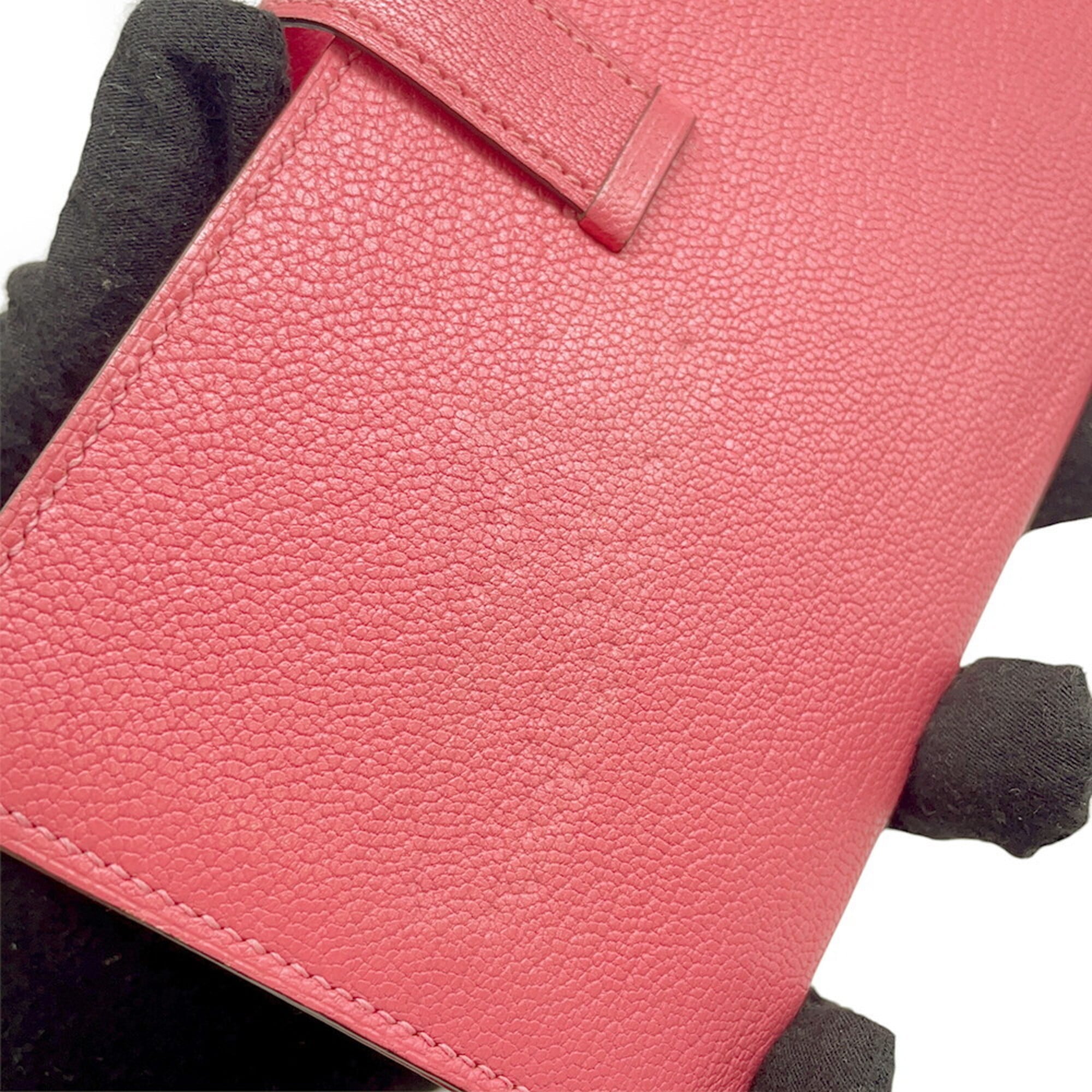 Hermes Pink Chevre Myzore Leather Long Wallet (Bi-Fold) (Pre-Owned)