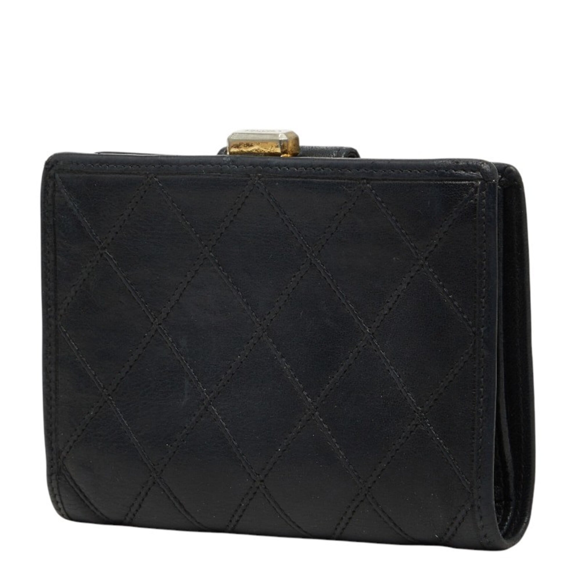 Chanel Black Leather Wallet (Bi-Fold) (Pre-Owned)