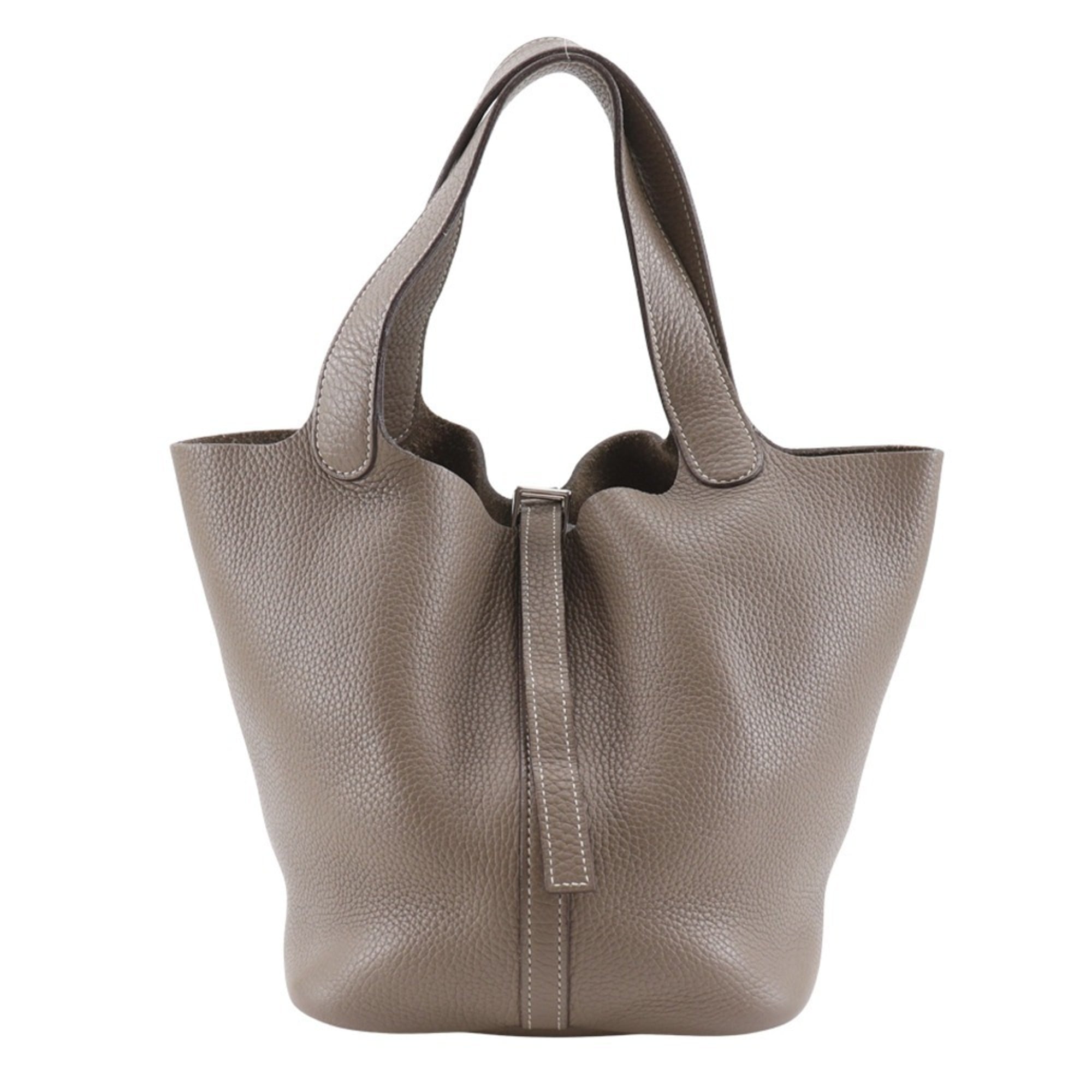 Hermes Brown Etoupe Gray Taurillon Clemence Leather Handbag (Pre-Owned)