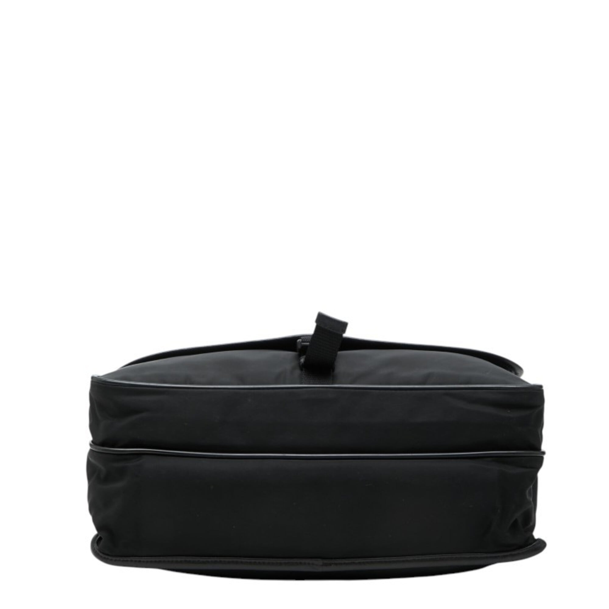 Prada Black Nylon Leather Messenger Bag Shoulder Bag (Pre-Owned)