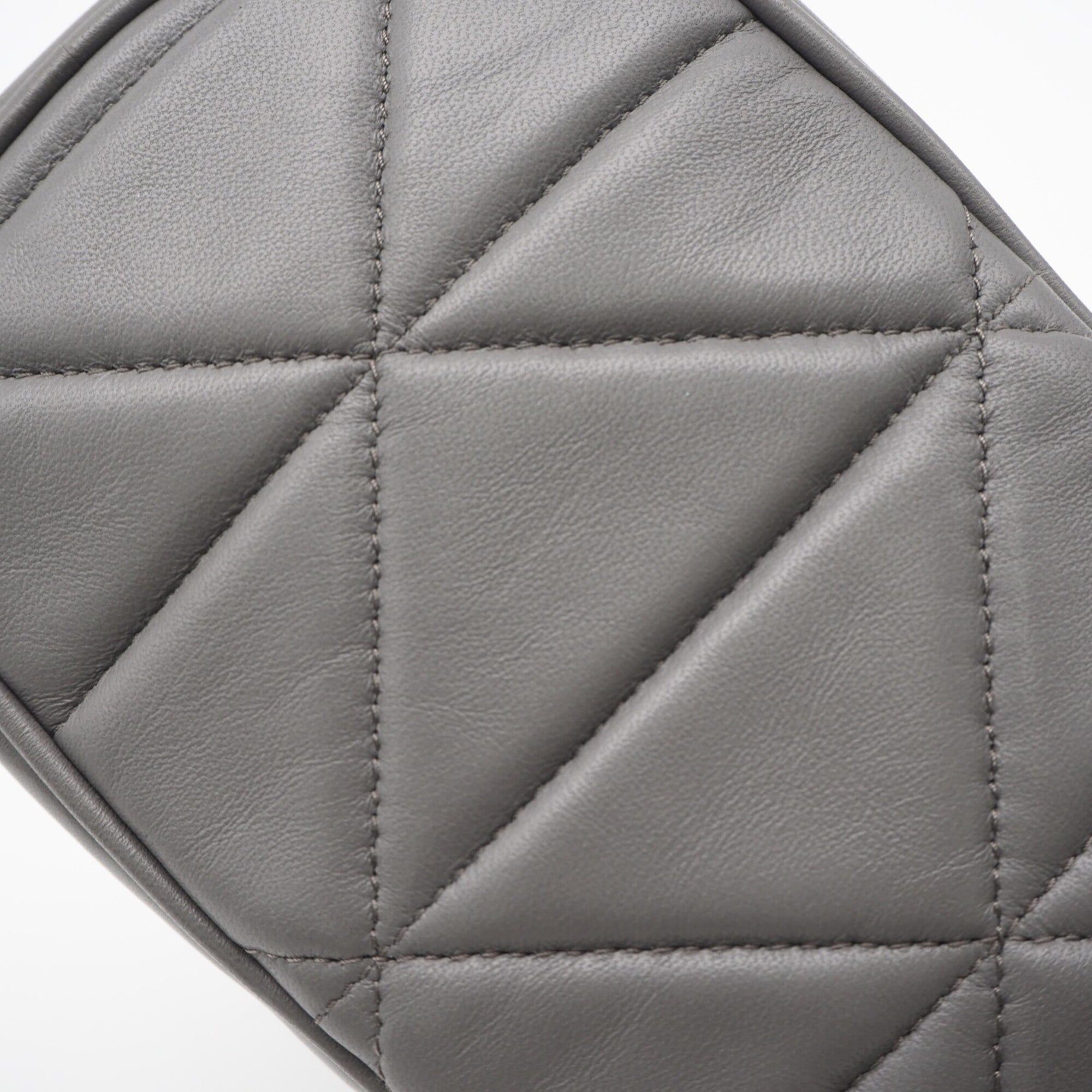 Prada Gray Leather Shoulder Bag (Pre-Owned)