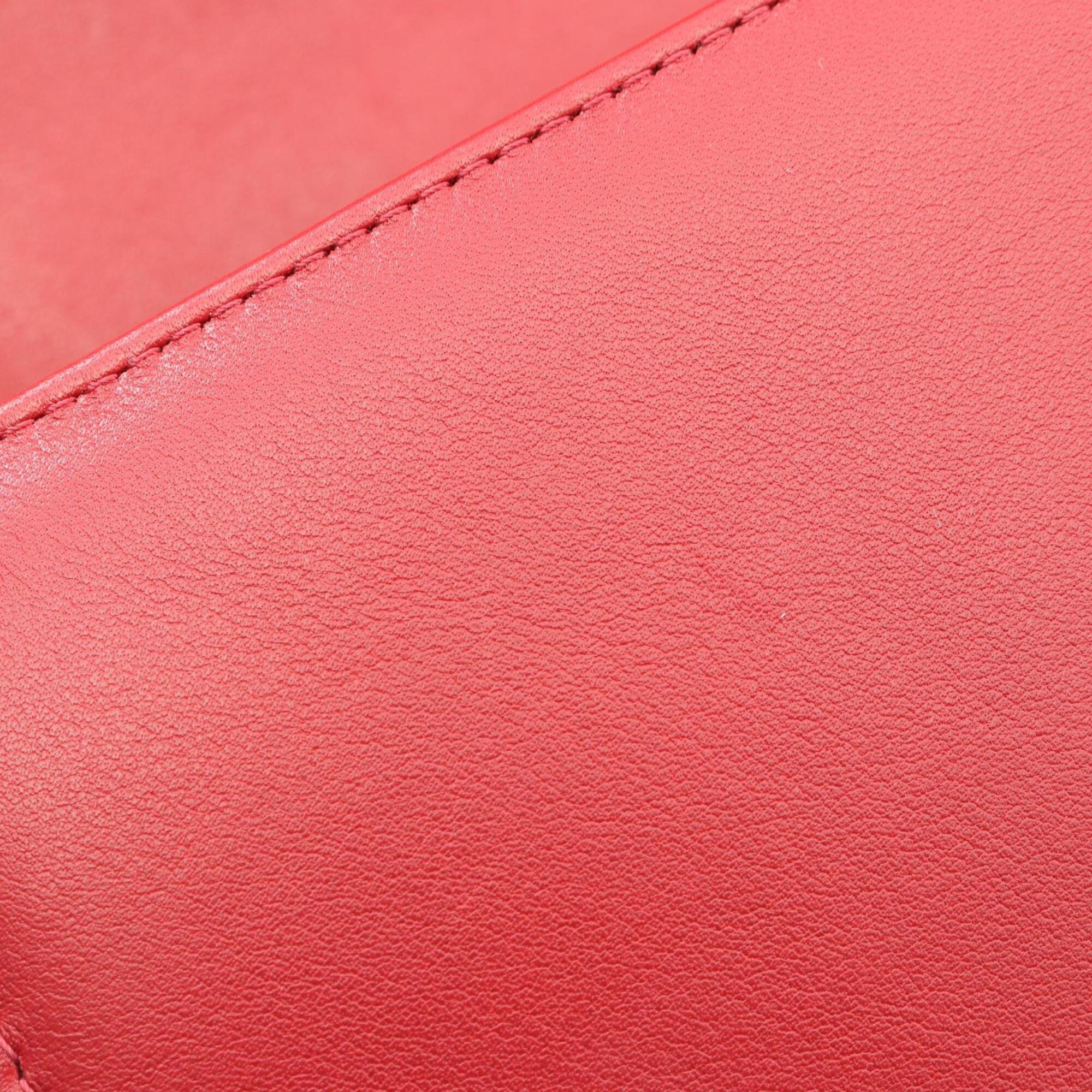 Chanel Red Color Leather Handbag Shoulder Bag (Pre-Owned)