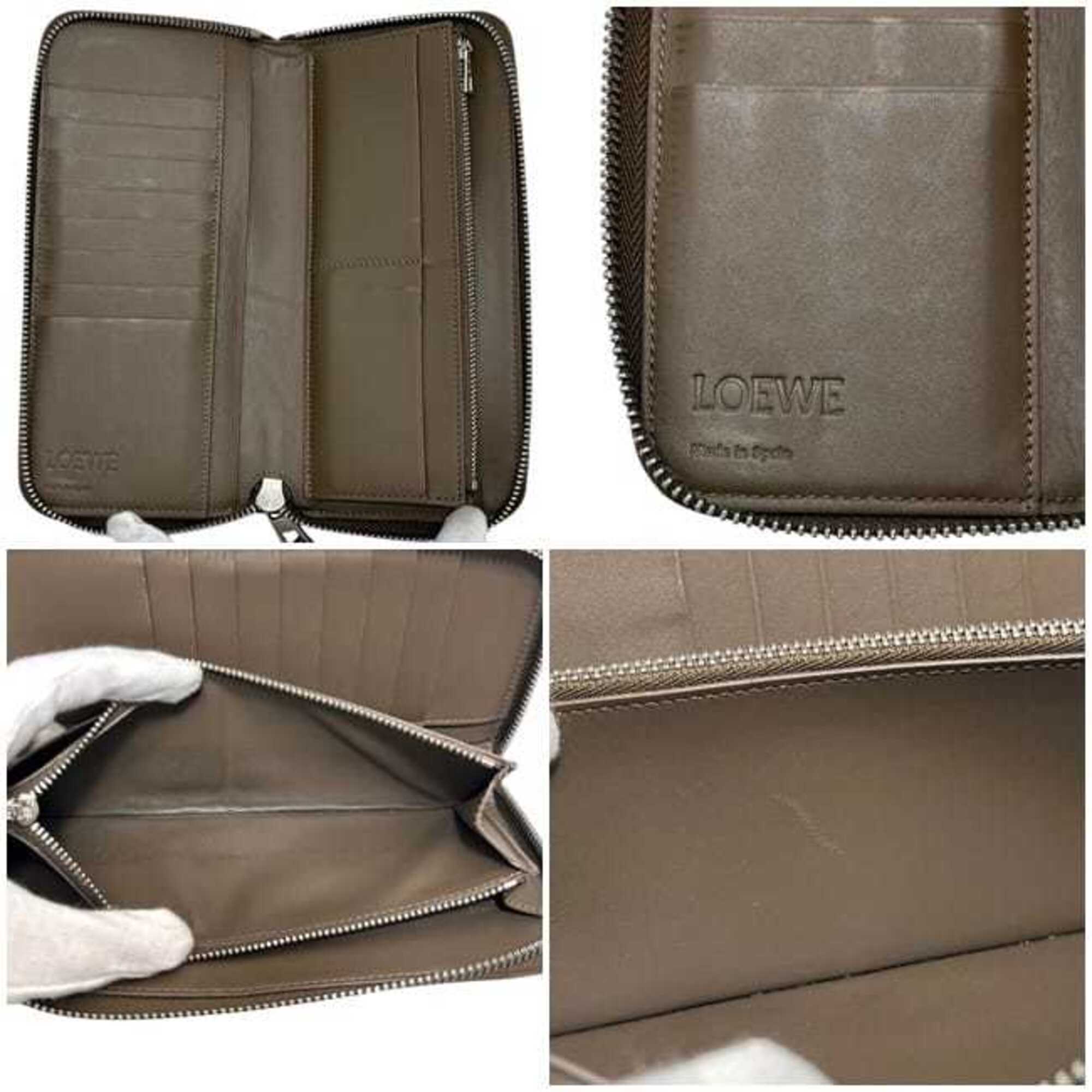 Loewe Beige Brown Leather Long Wallet (Bi-Fold) (Pre-Owned)