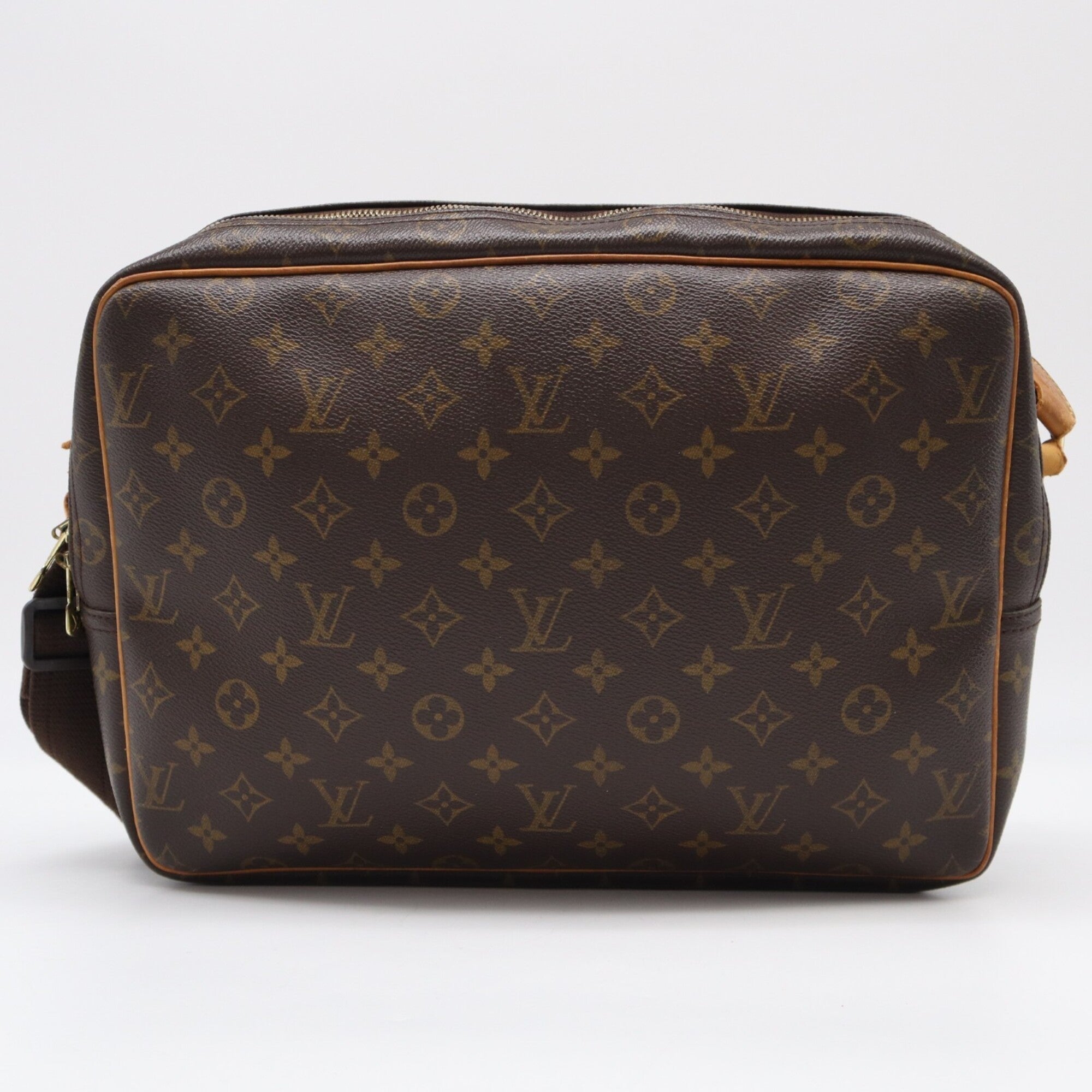 Louis Vuitton Beige Brown Monogram Coated Canvas Leather Shoulder Bag (Pre-Owned)
