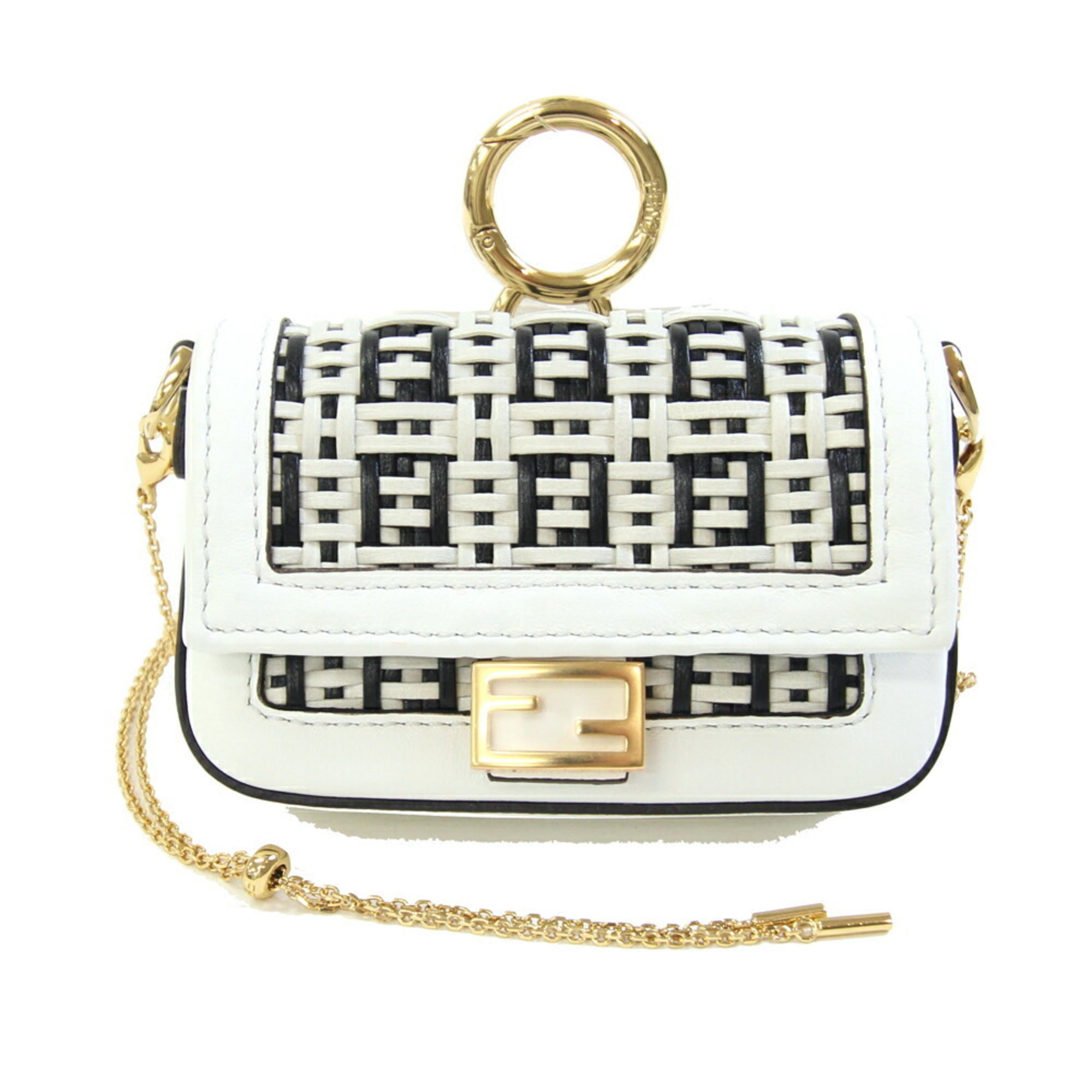 Fendi Black White Leather Shoulder Bag (Pre-Owned)