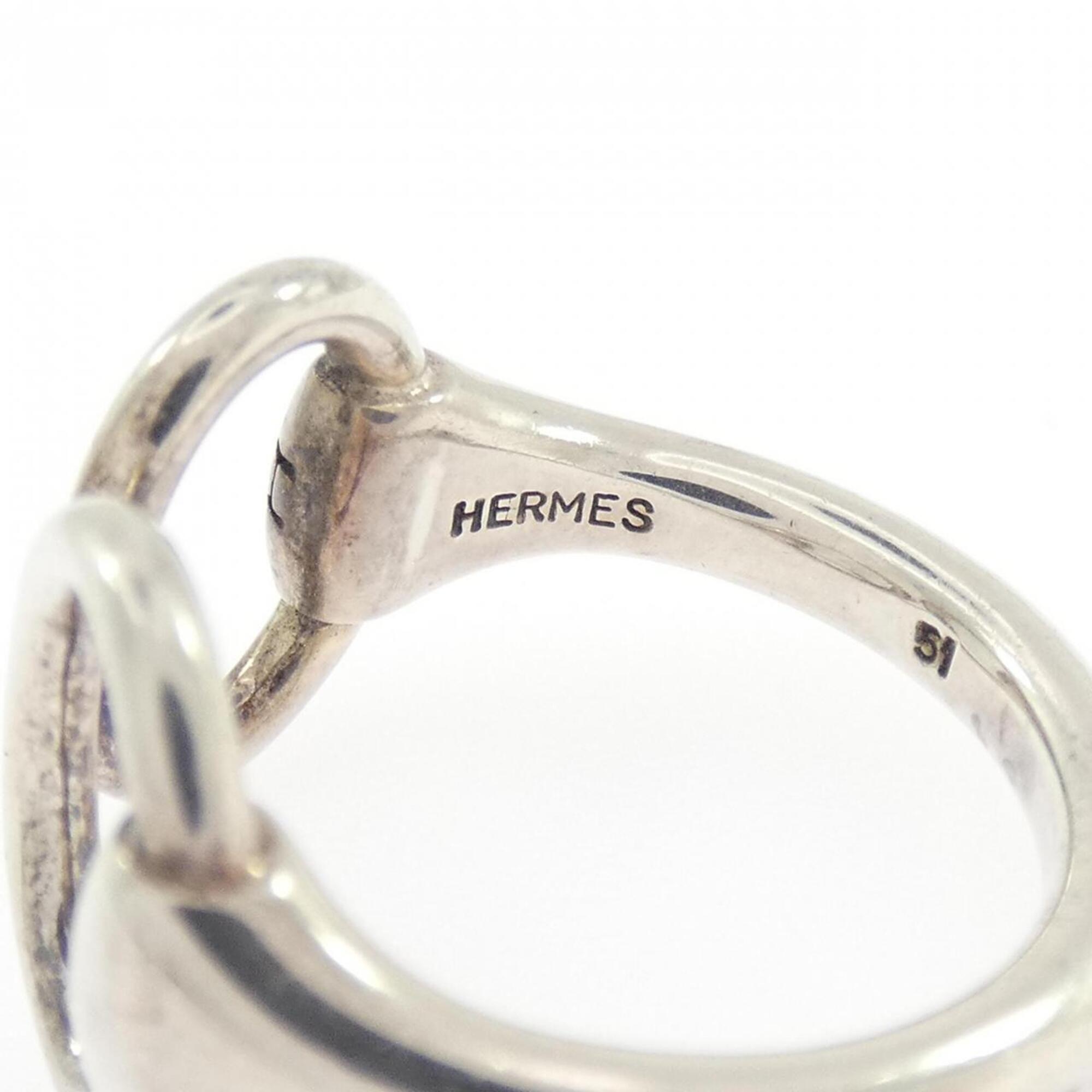 Hermes Silver Silver 925 Band Ring (Pre-Owned)