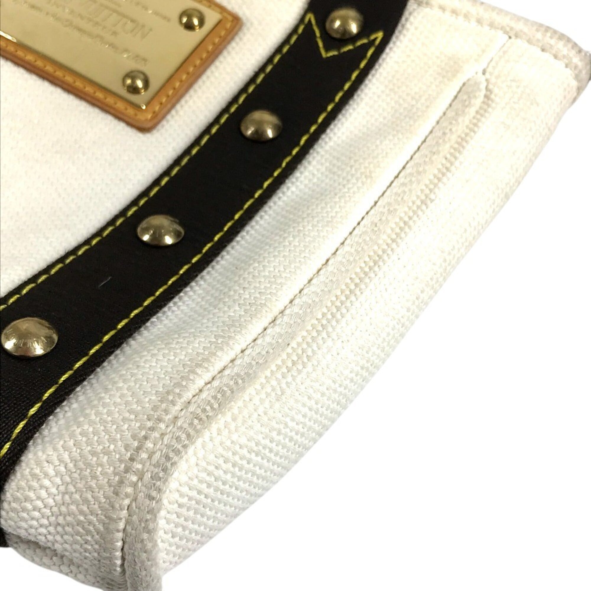 Louis Vuitton Brown White Cotton Handbag Tote Bag (Pre-Owned)