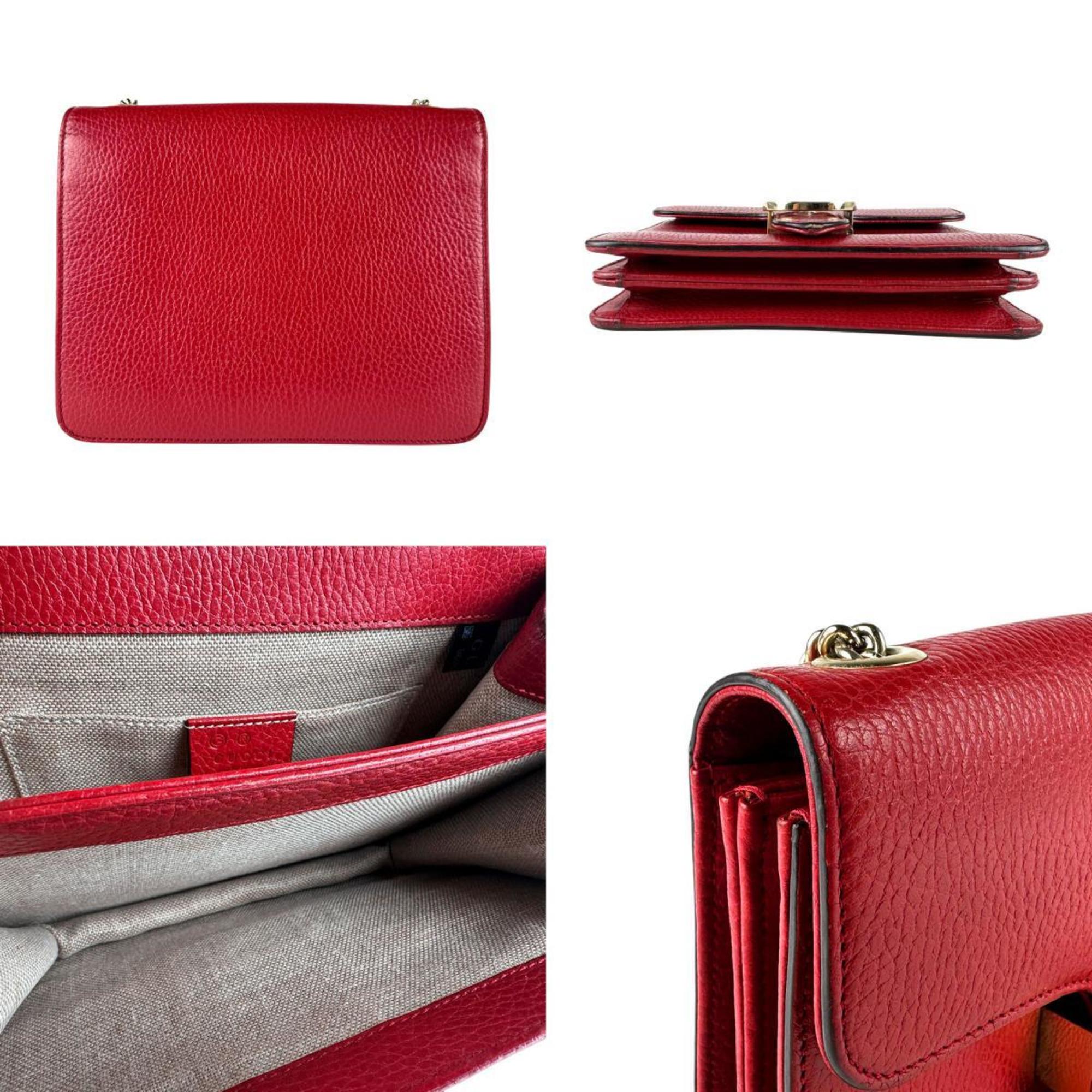Gucci Red Color Leather Shoulder Bag (Pre-Owned)