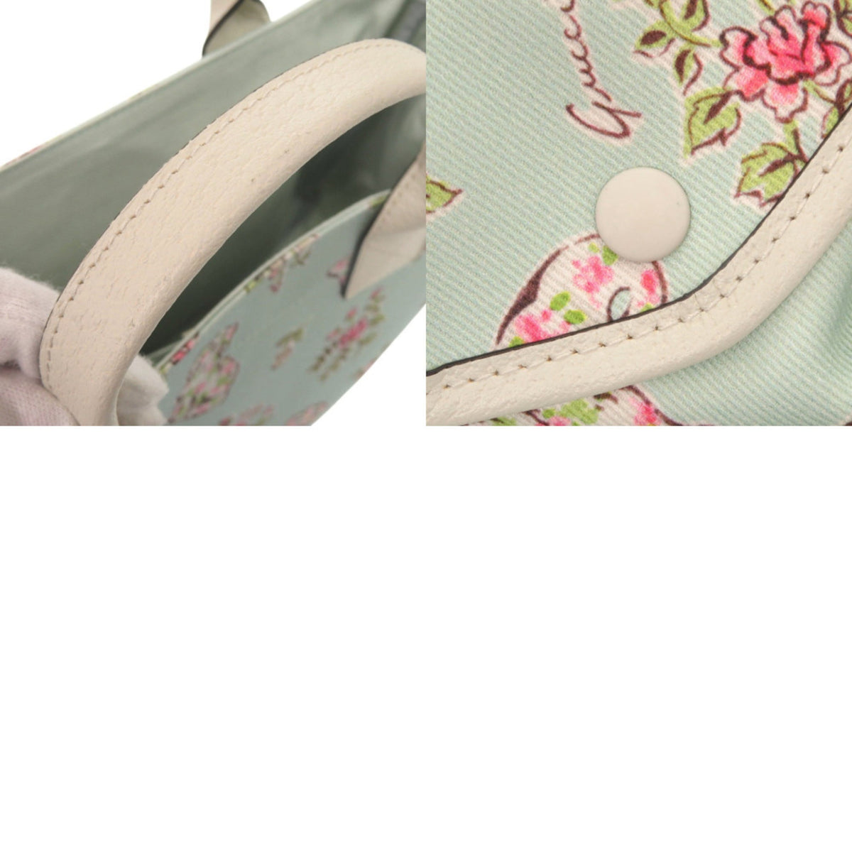 Gucci Mint Blue Canvas Leather Handbag Tote Bag (Pre-Owned)