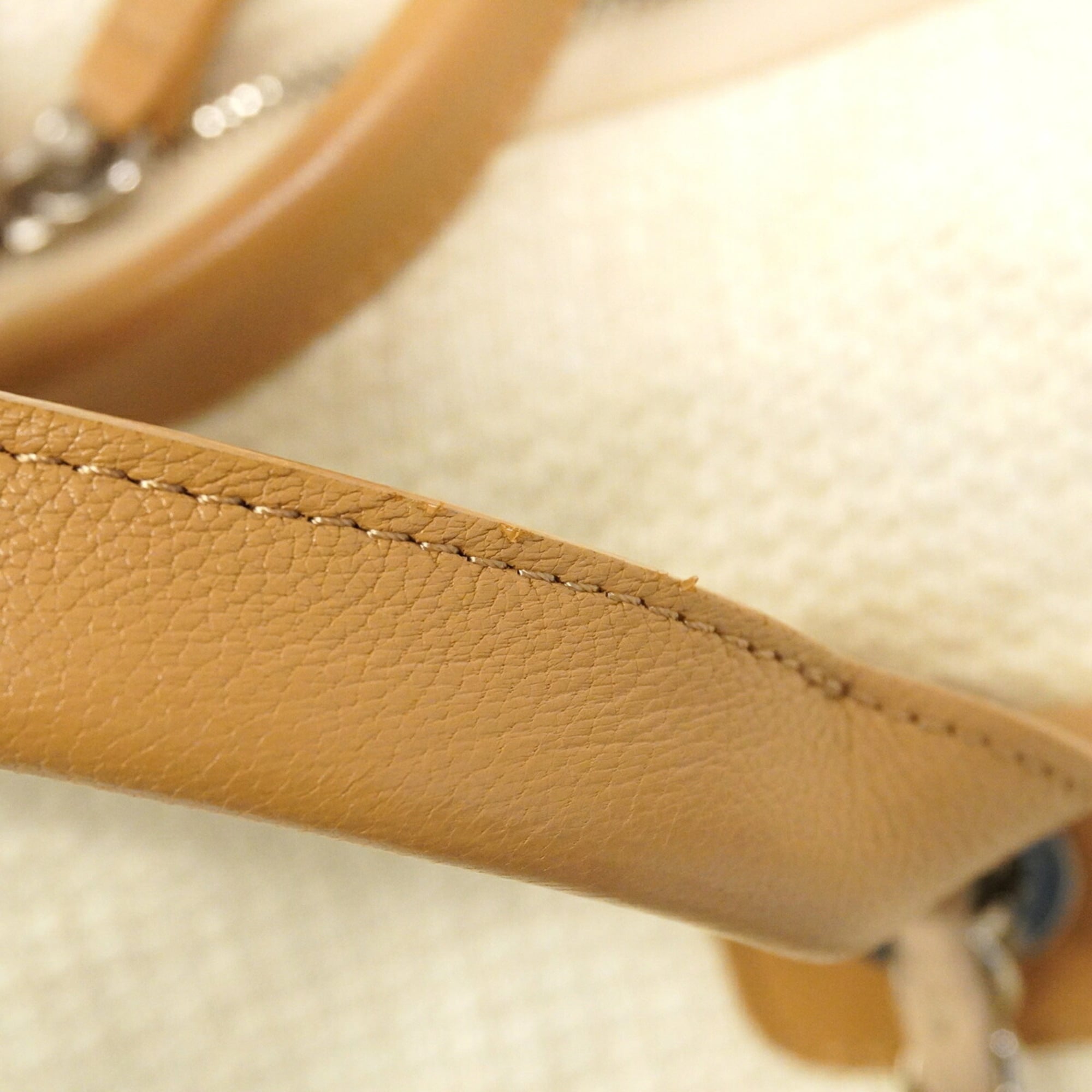 Chanel Beige Ivory Canvas Handbag (Pre-Owned)