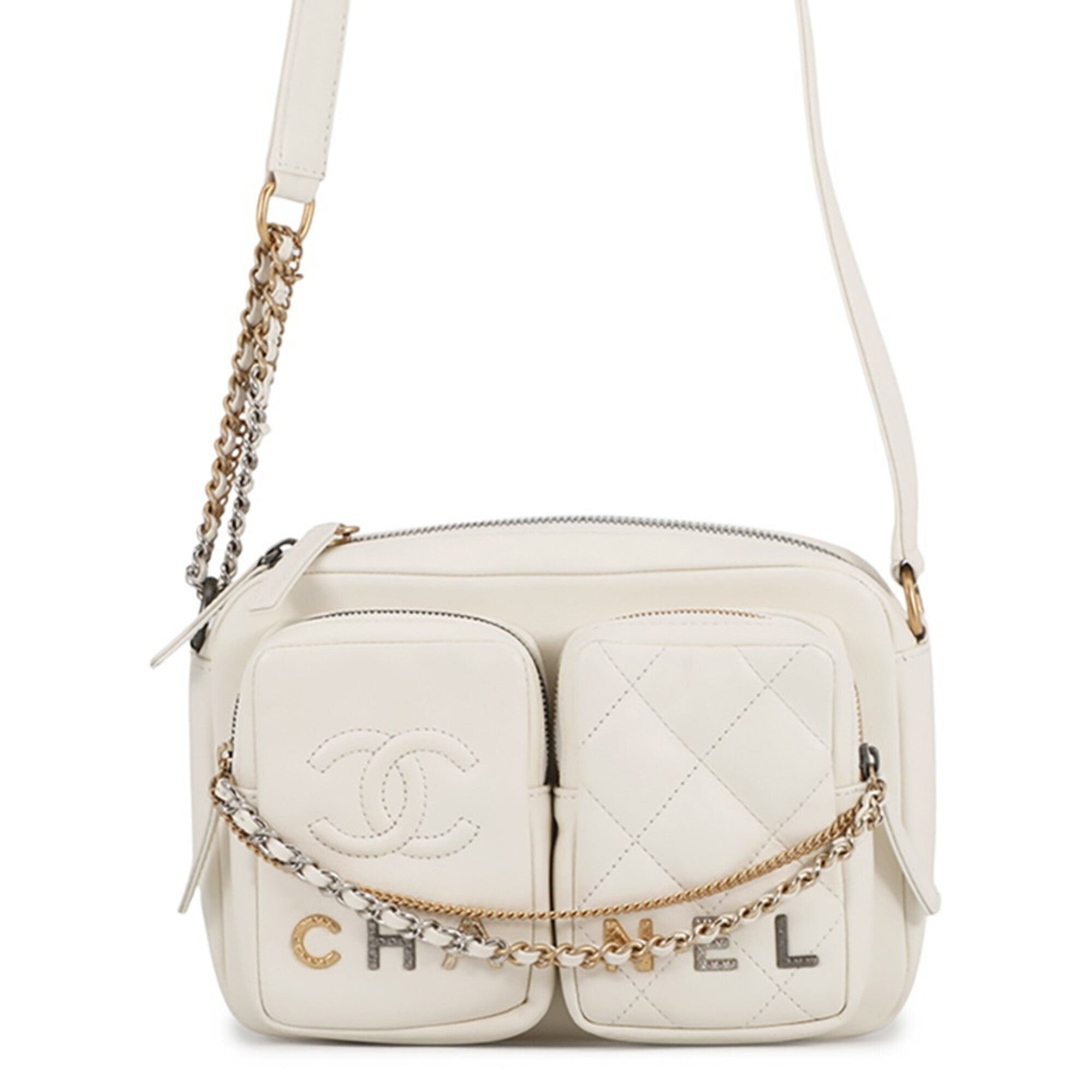 Chanel White Leather Shoulder Bag (Pre-Owned)