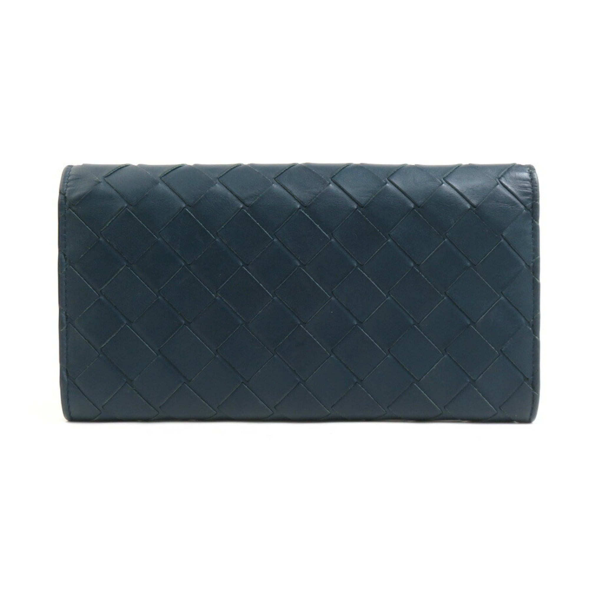 Bottega Veneta Blue Green Intrecciato Long Wallet (Bi-Fold) (Pre-Owned)