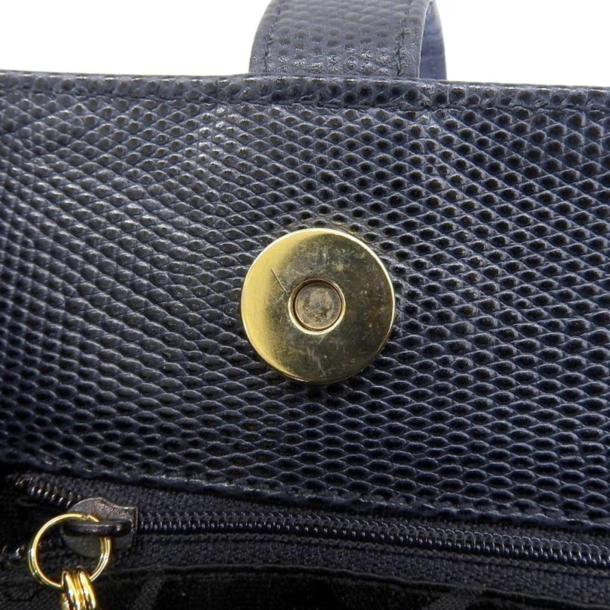 Salvatore Ferragamo Navy Leather Tote Bag (Pre-Owned)