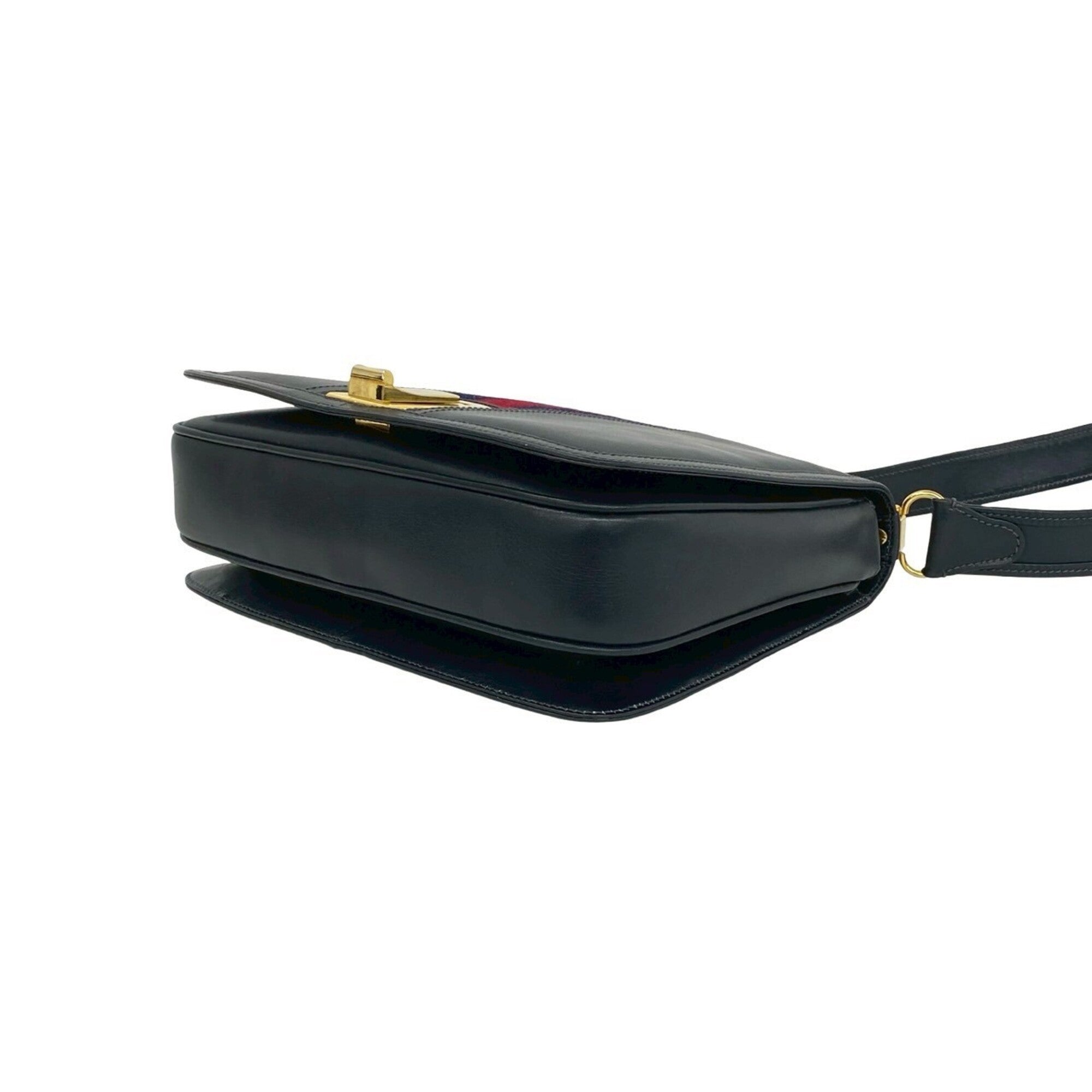 Gucci Navy Red Color Leather Pochette Shoulder Bag (Pre-Owned)
