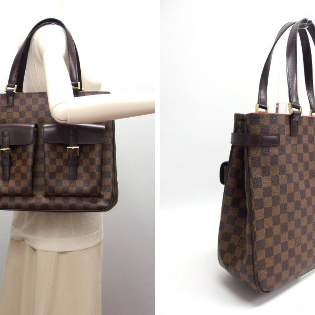 Louis Vuitton Damier Brown Damier Canvas Dark Brown Galle Damier Canvas Handbag Shoulder Bag Tote Bag (Pre-Owned)