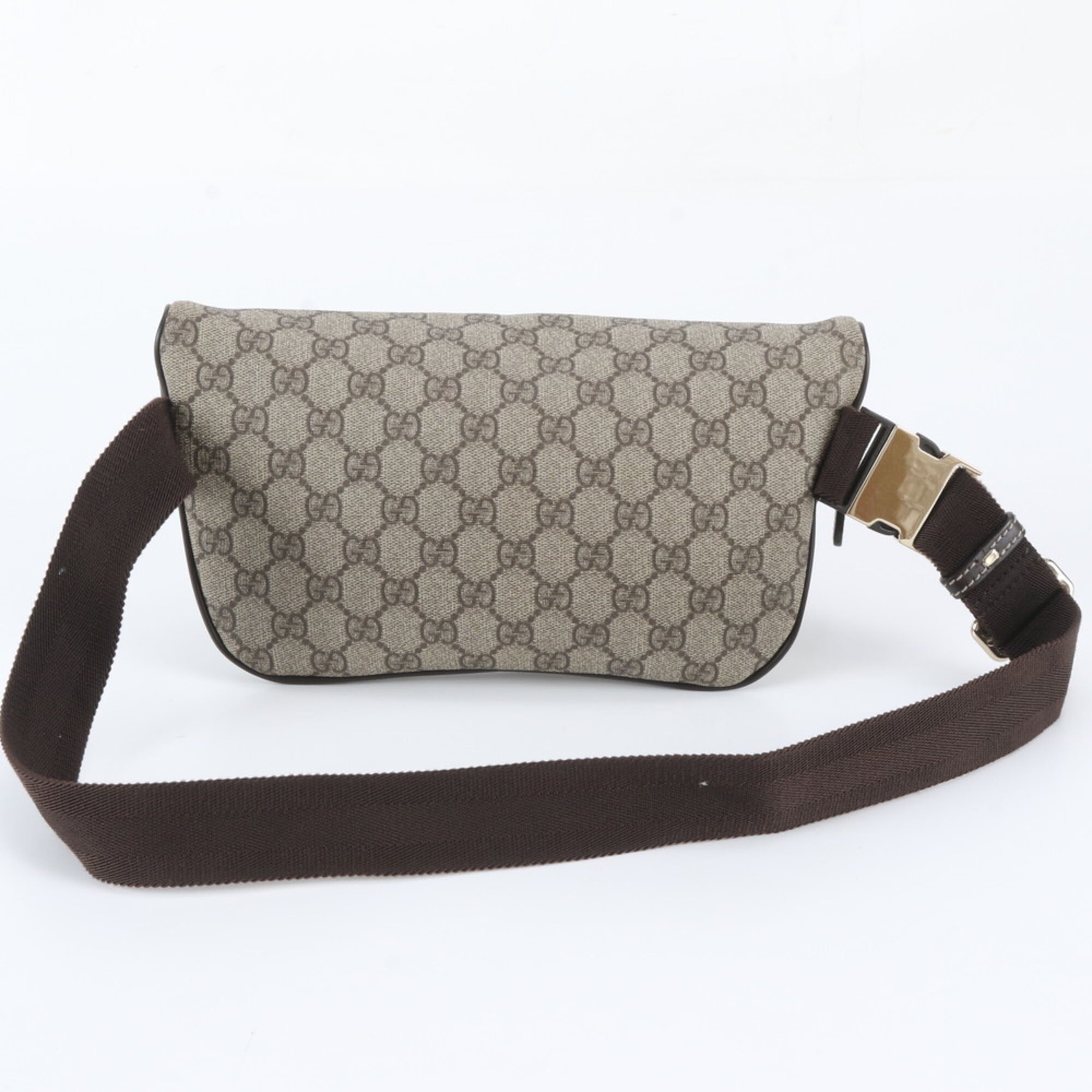 Gucci Brown Leather Coated Canvas Pouch Shoulder Bag Sling Bag (Pre-Owned)